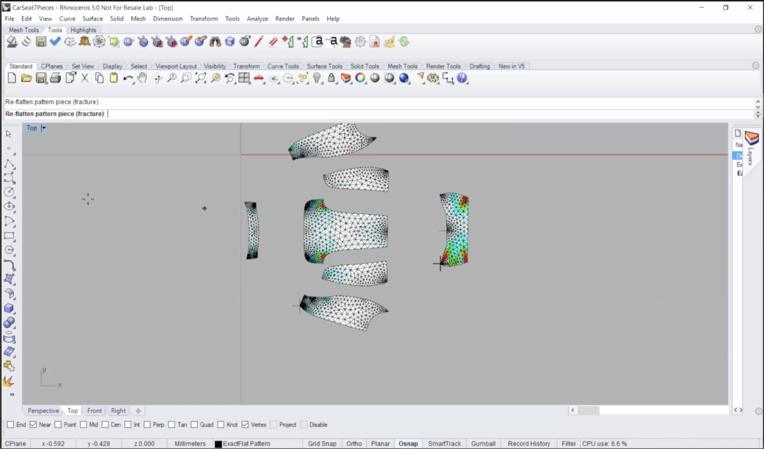 ExactFlat 3D to 2D digital paterning software: The unoptimized flat pattern