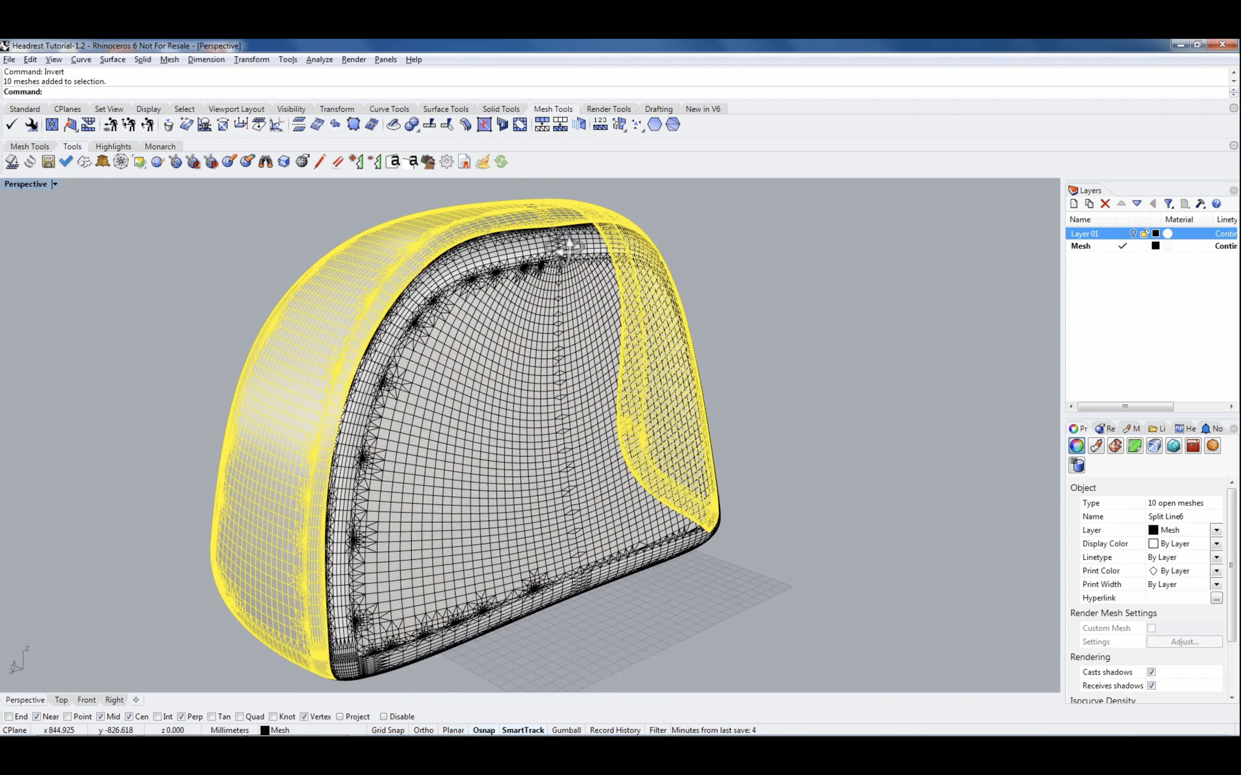 Flattening of an Automotive Headrest with ExactFlat 3D to 2D for Rhino 3D: Create Pieces