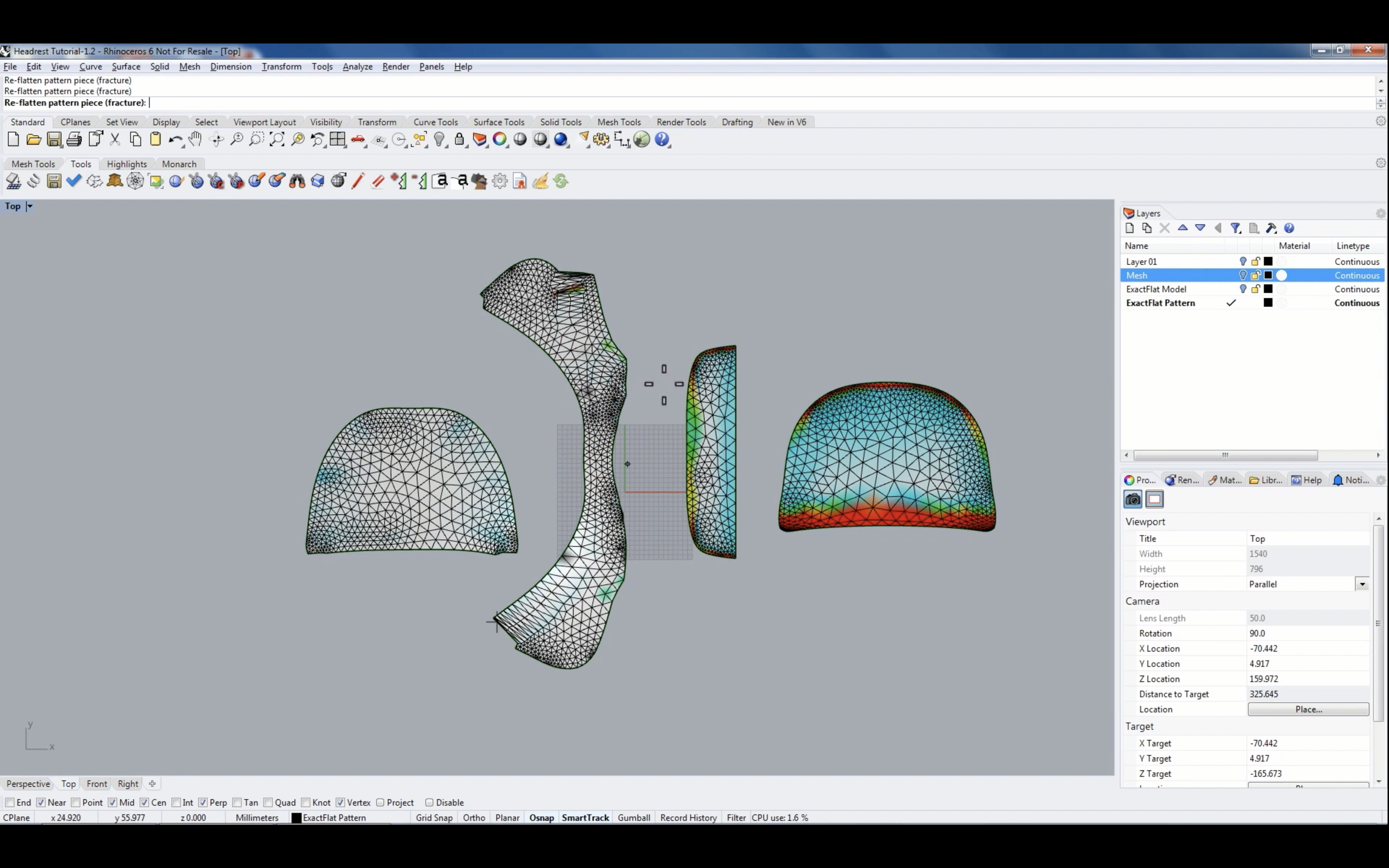 ExactFlat 3D to 2D Digital Patterning Software for Rhino 3D: Flipped Triangles Removal Tool