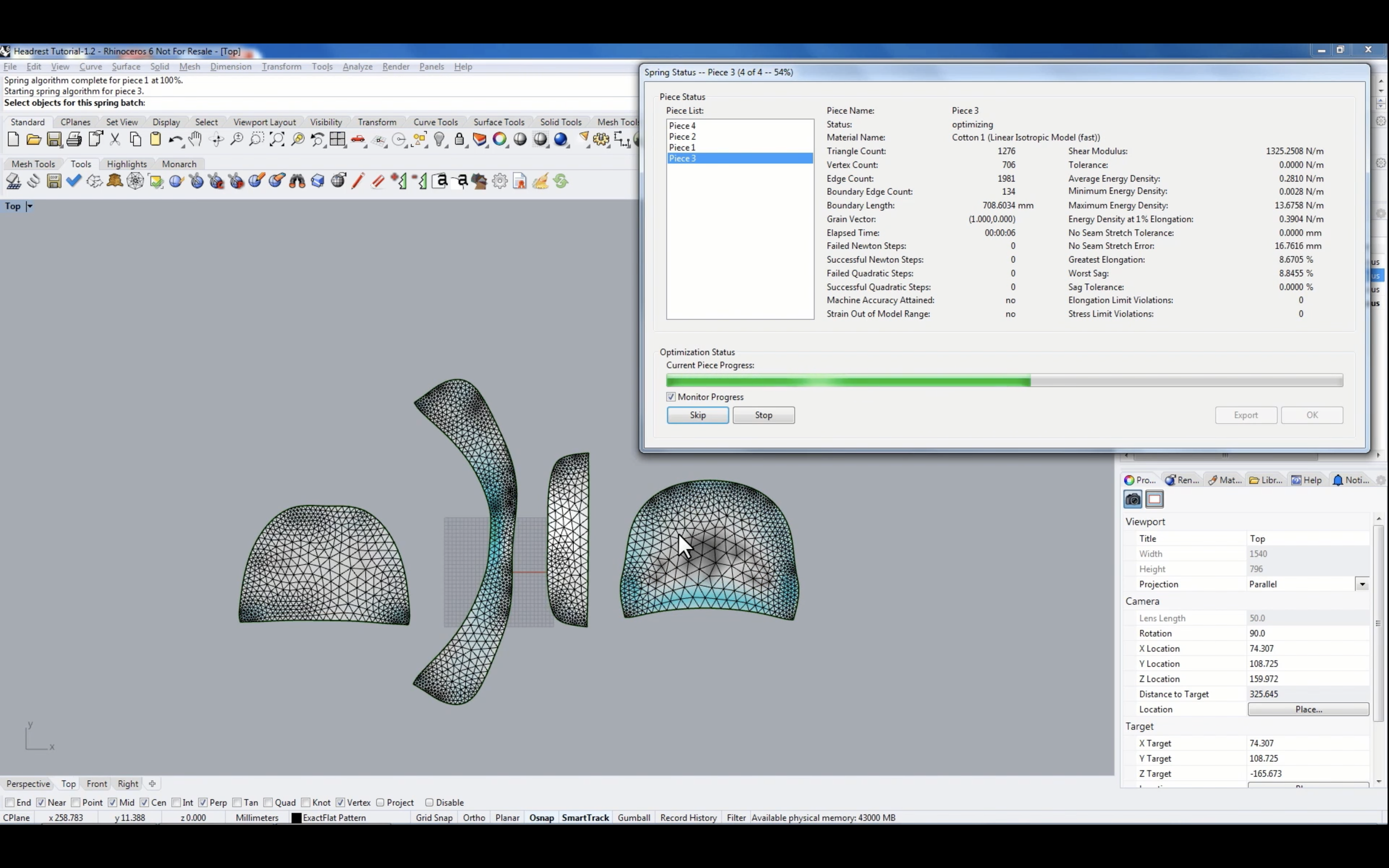 ExactFlat 3D to 2D Digital Patterning Software for Rhino 3D: Optimize fit 