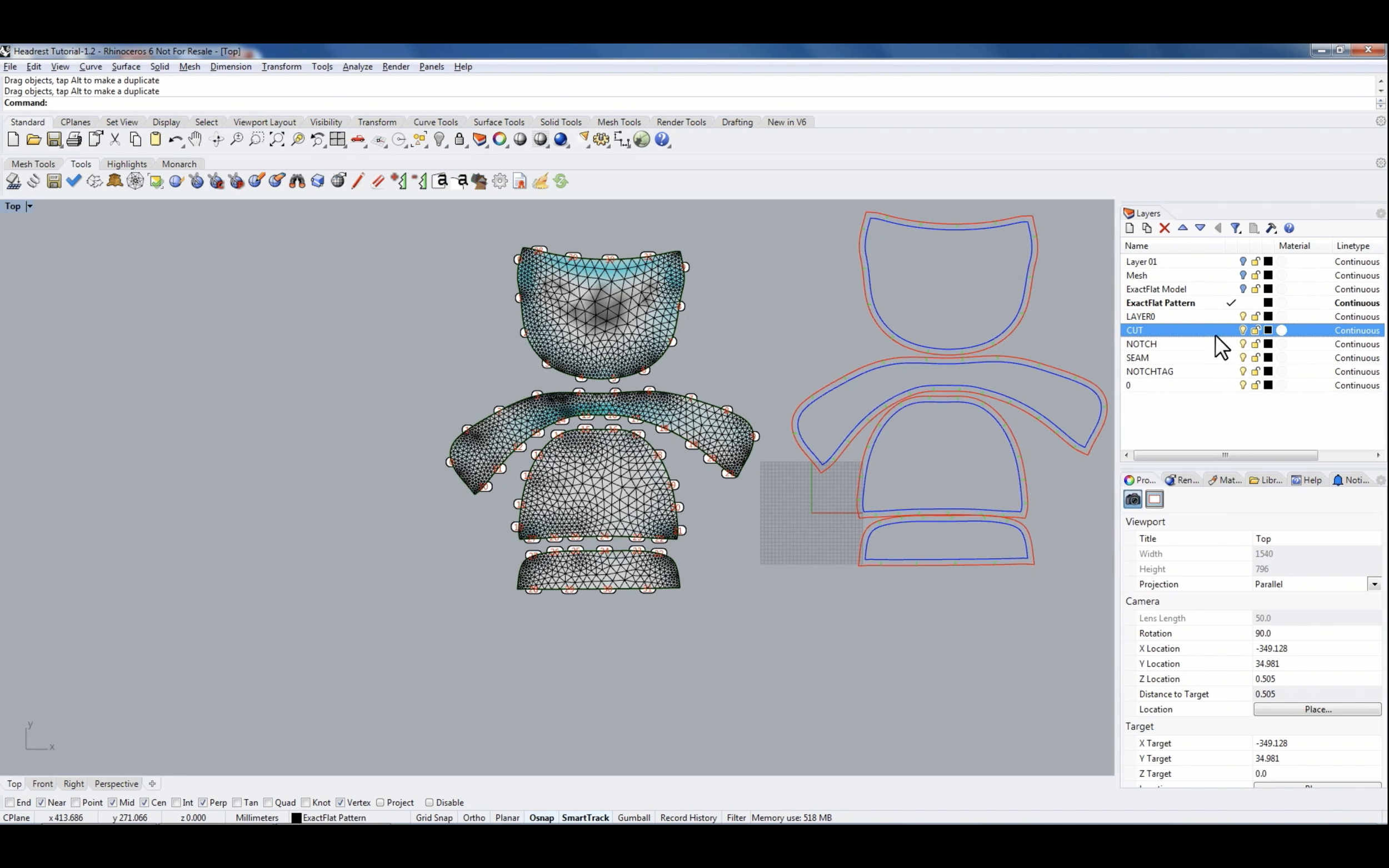 ExactFlat 3D to 2D Digital Patterning for Rhino 3D: Export DXF File