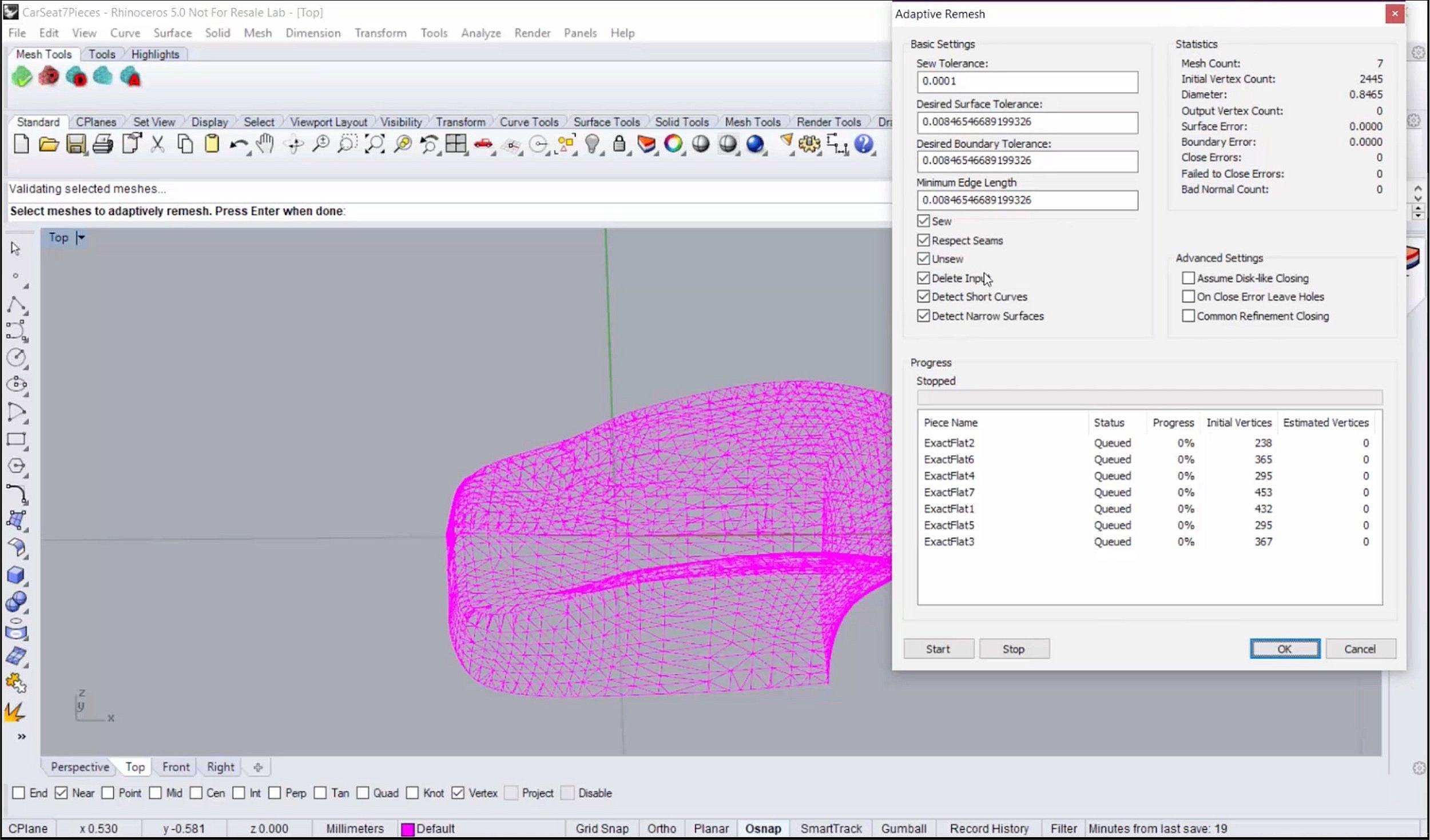 ExactFlat 3D to 2D software: Adaptive Remesher Tool