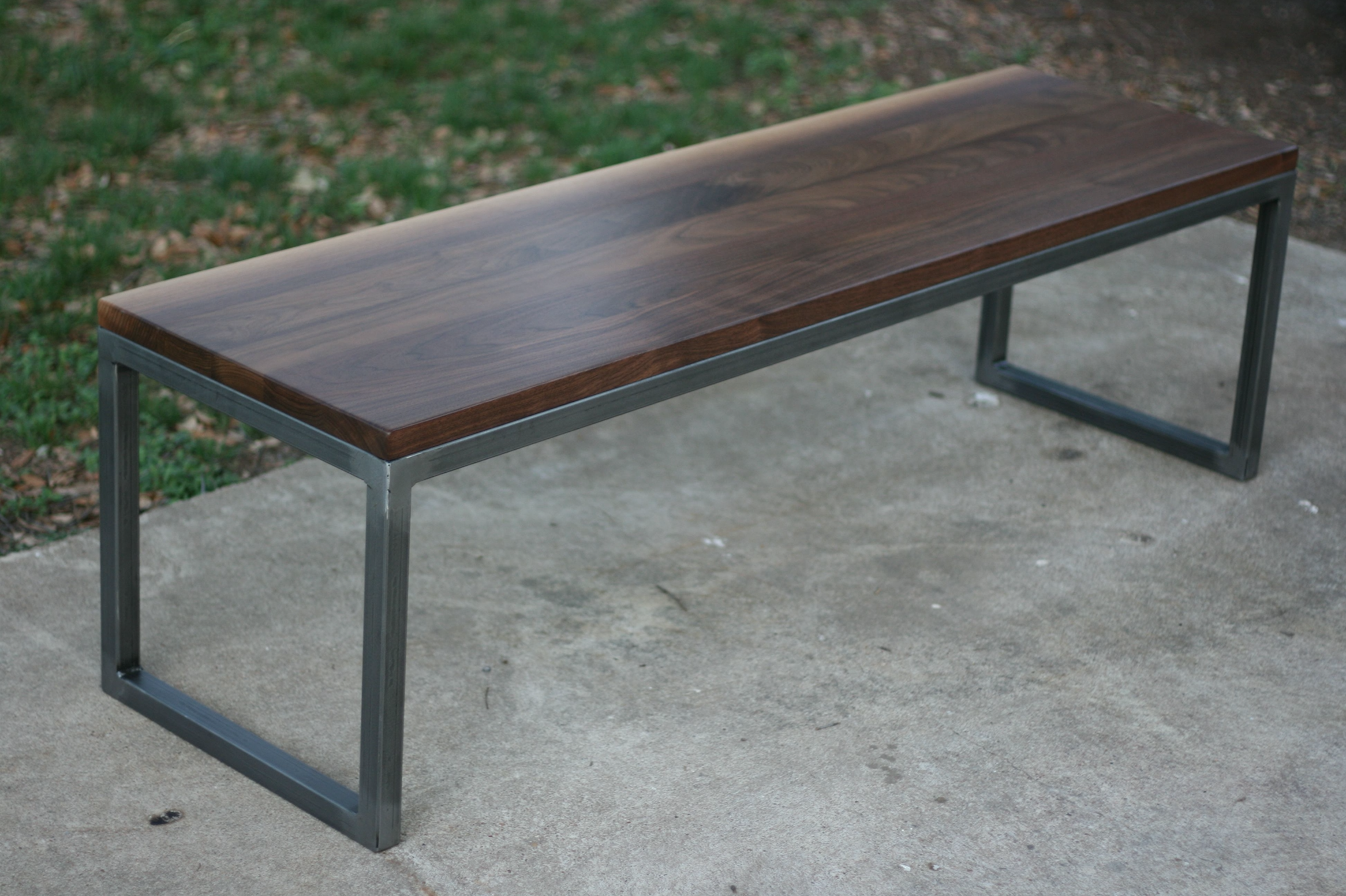 WALNUT + STEEL BENCH — 14 x 56 x 18 (at seat)