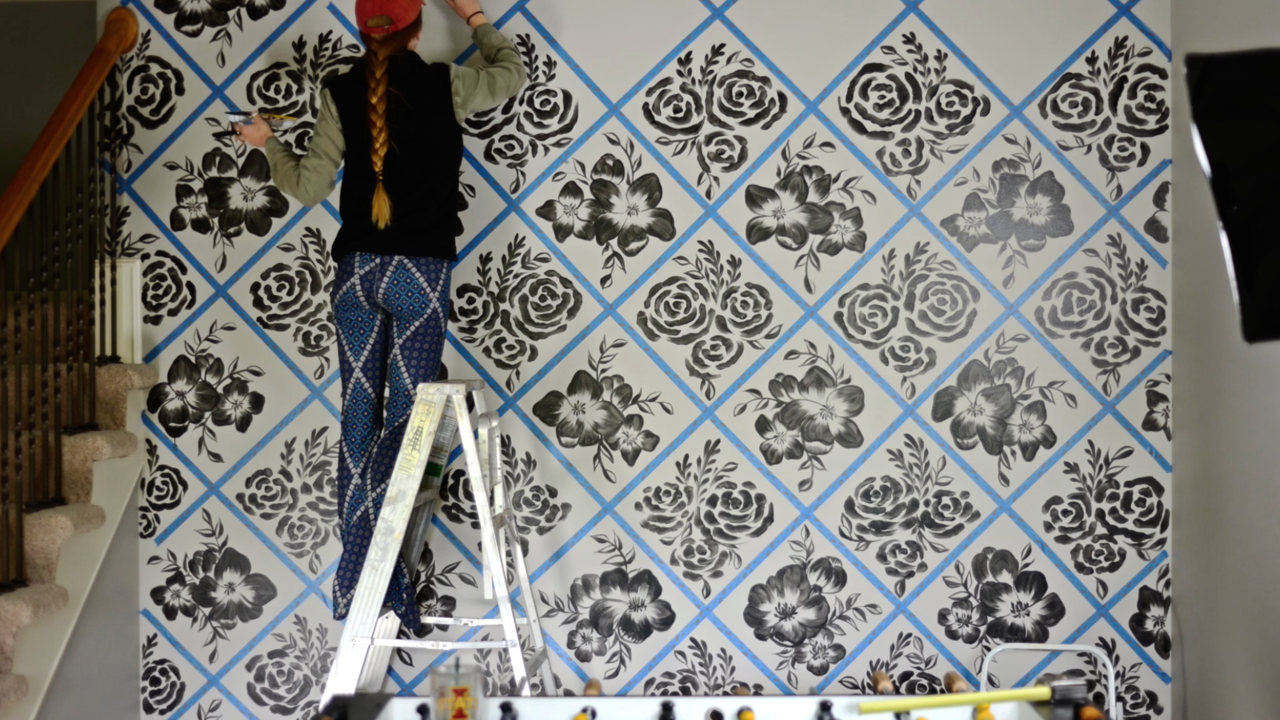 Each pattern is symmetrically flipped of it's matching pattern horizontally and vertically. This keeps the entire wall looking coordinated and slightly different in each section.