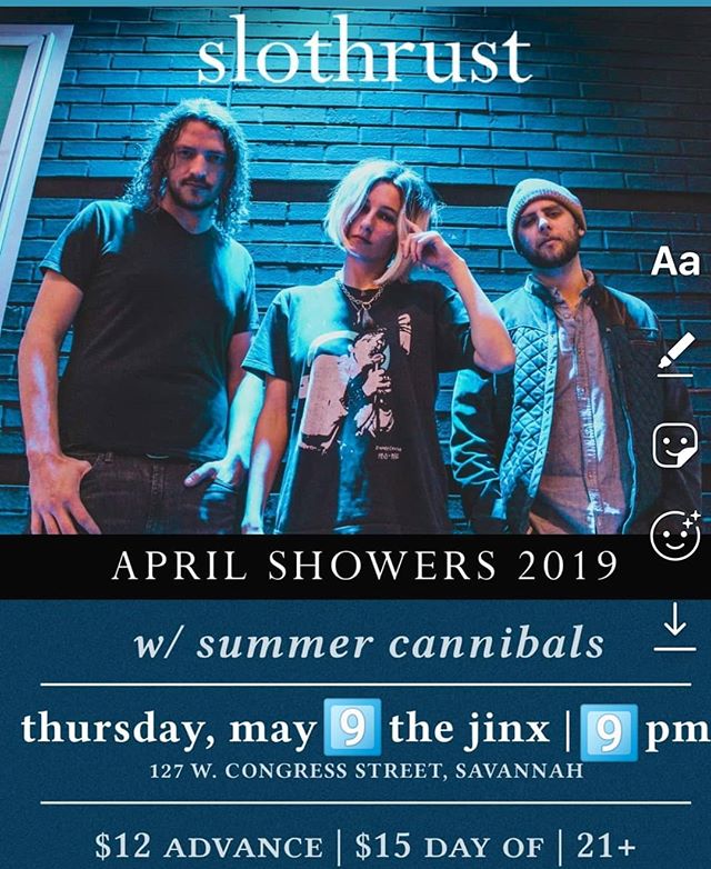 Have you grabbed your tickets yet? @slothrust hits @thejinx912 on Thursday, fresh off a fantastic show at @shakykneesfest! .
.
#savannah
#livemusic