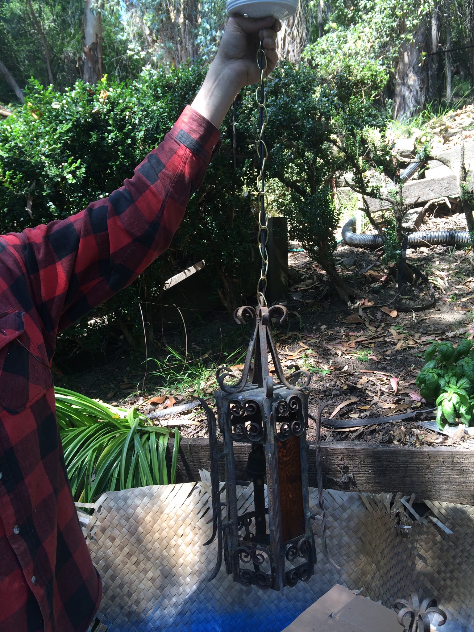Wrought Iron Light Fixture - Before