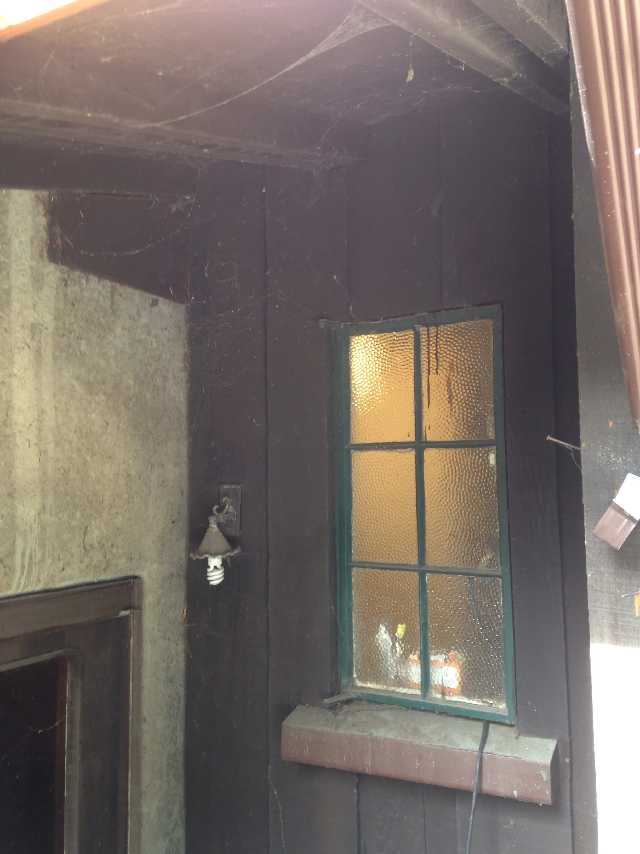 It's venting out here near the top left corner of the window