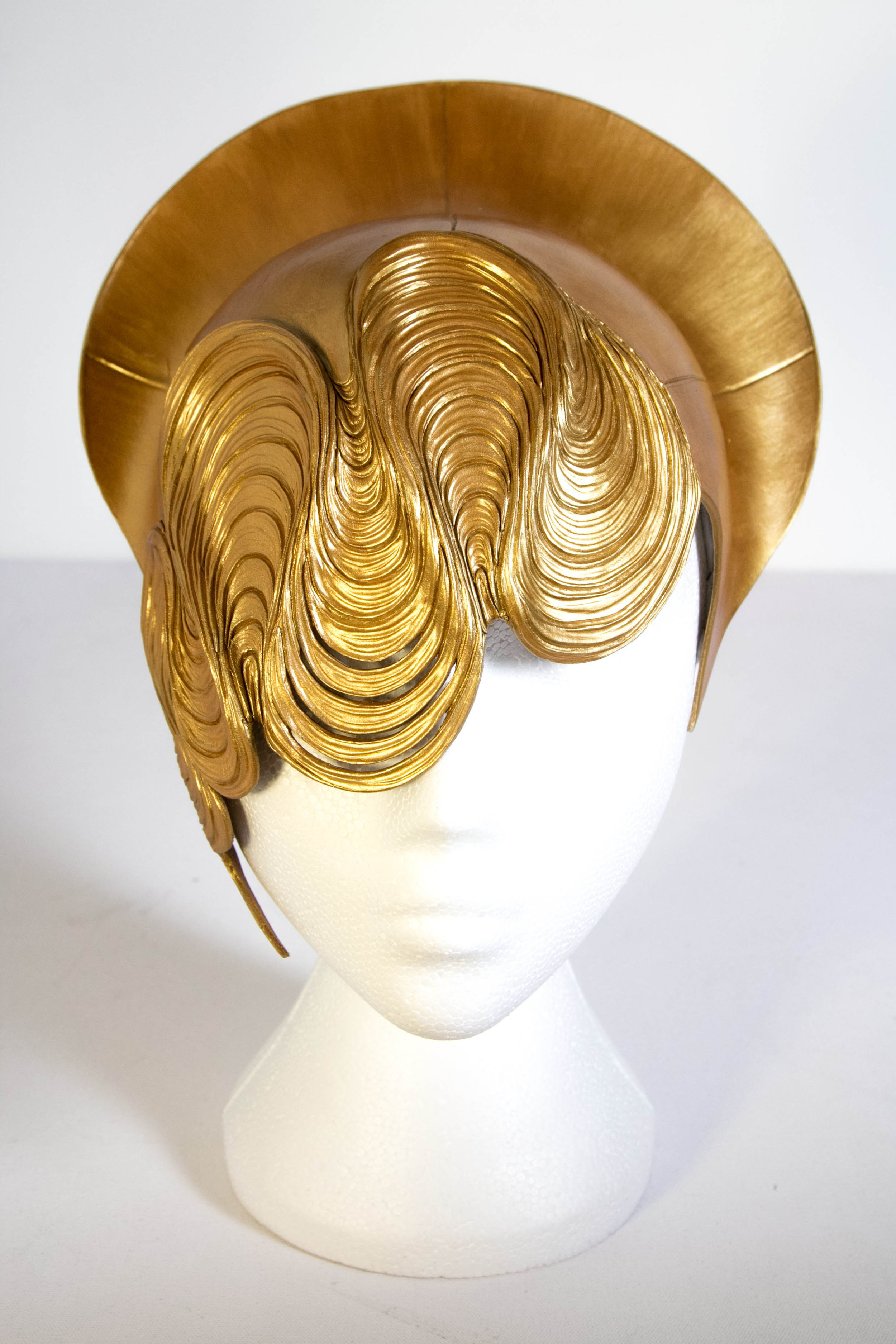 Halo gold leather headpiece. 