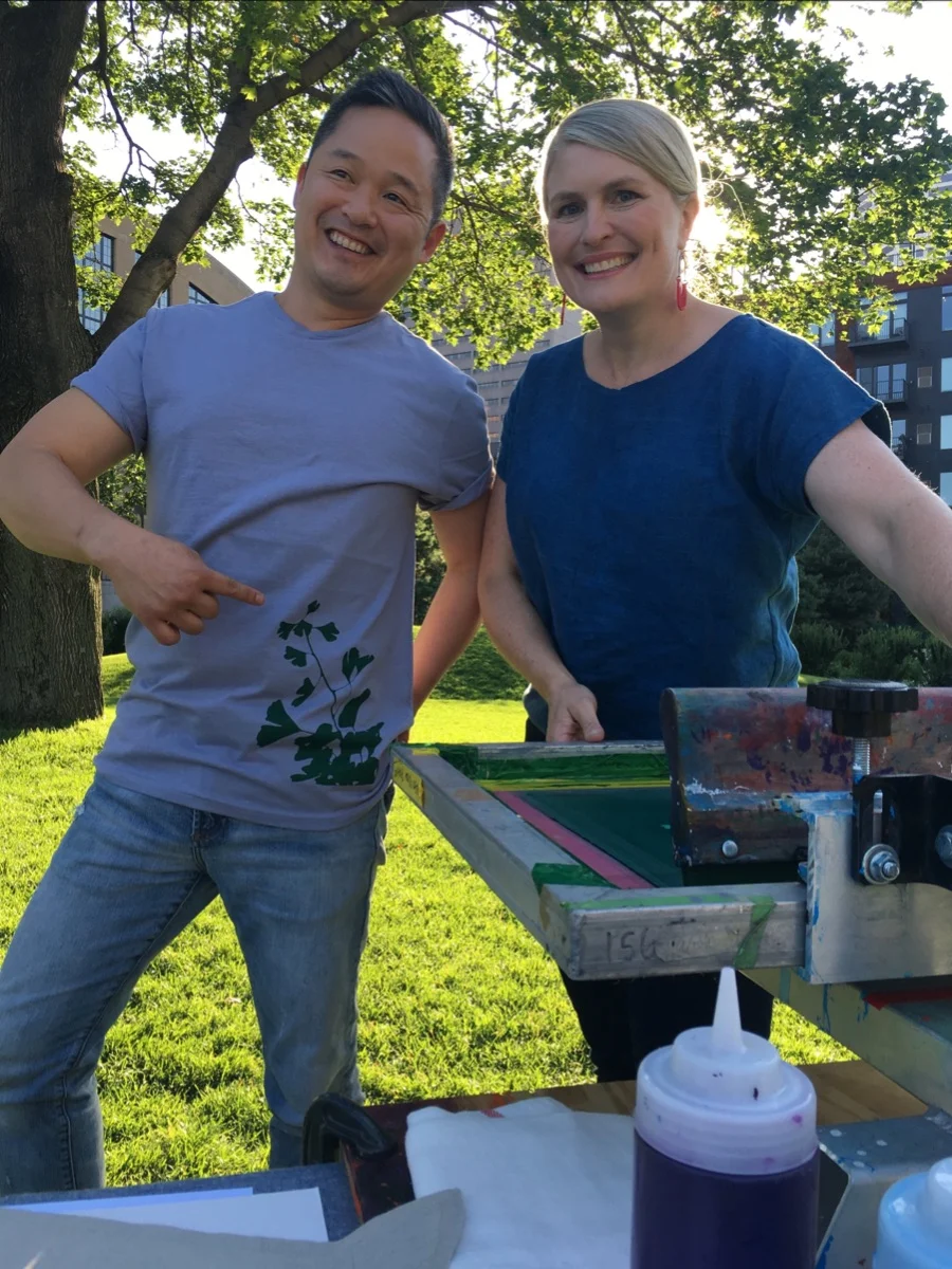 Teaching Artist Sarah Nassif with Danny Seo