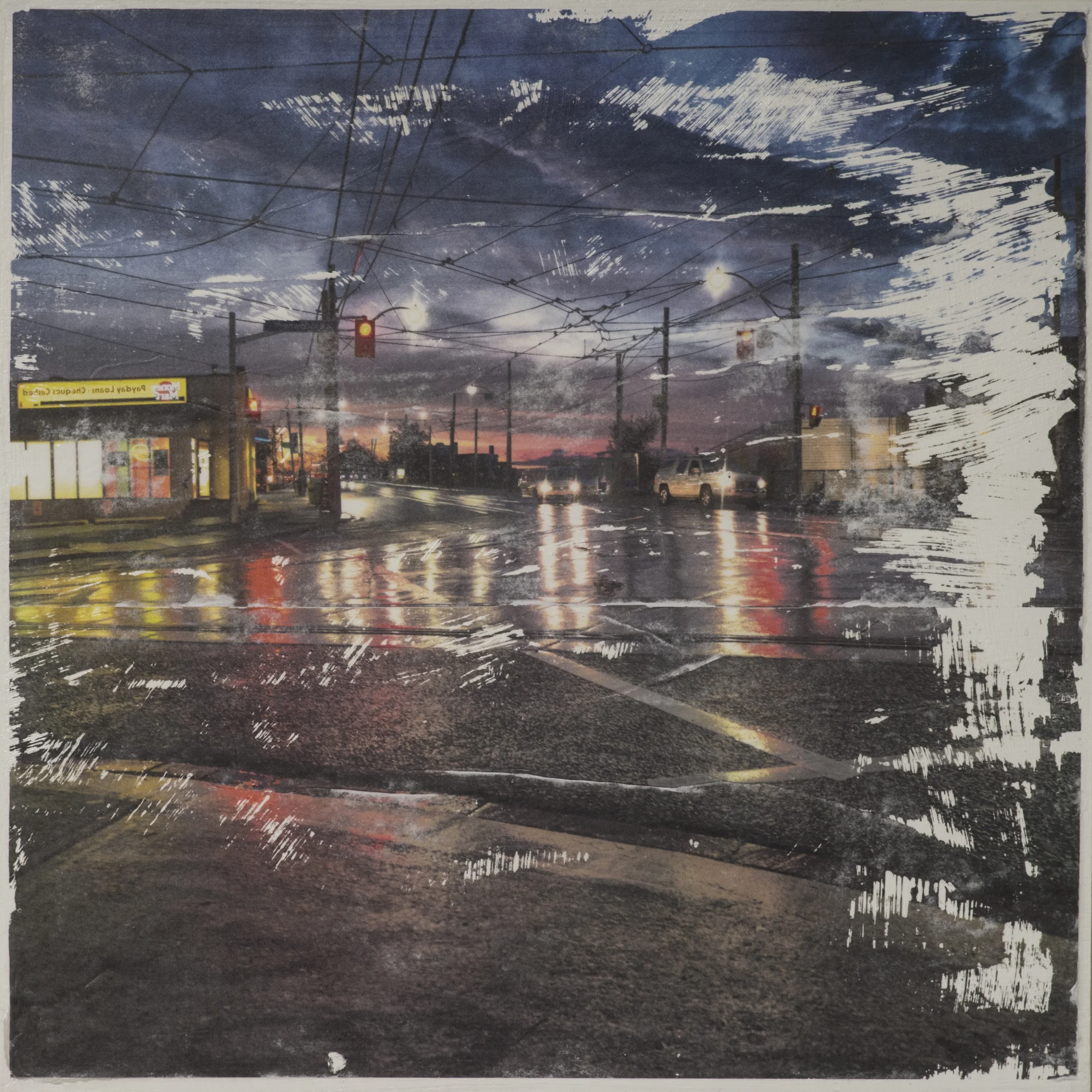 "Intersect B" 15x15inches - Gel medium transferred photograph