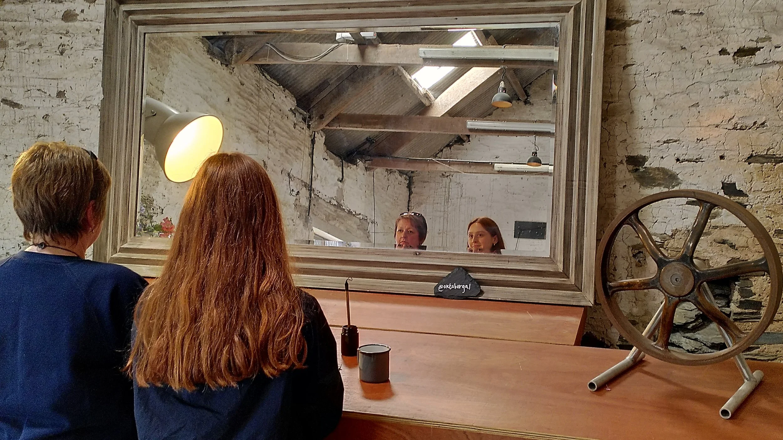 Two Welsh artists in a mirror