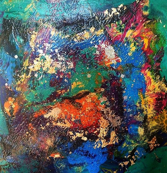 "Great Gold Reef Series" 30" x 30" Mixed media on wood 