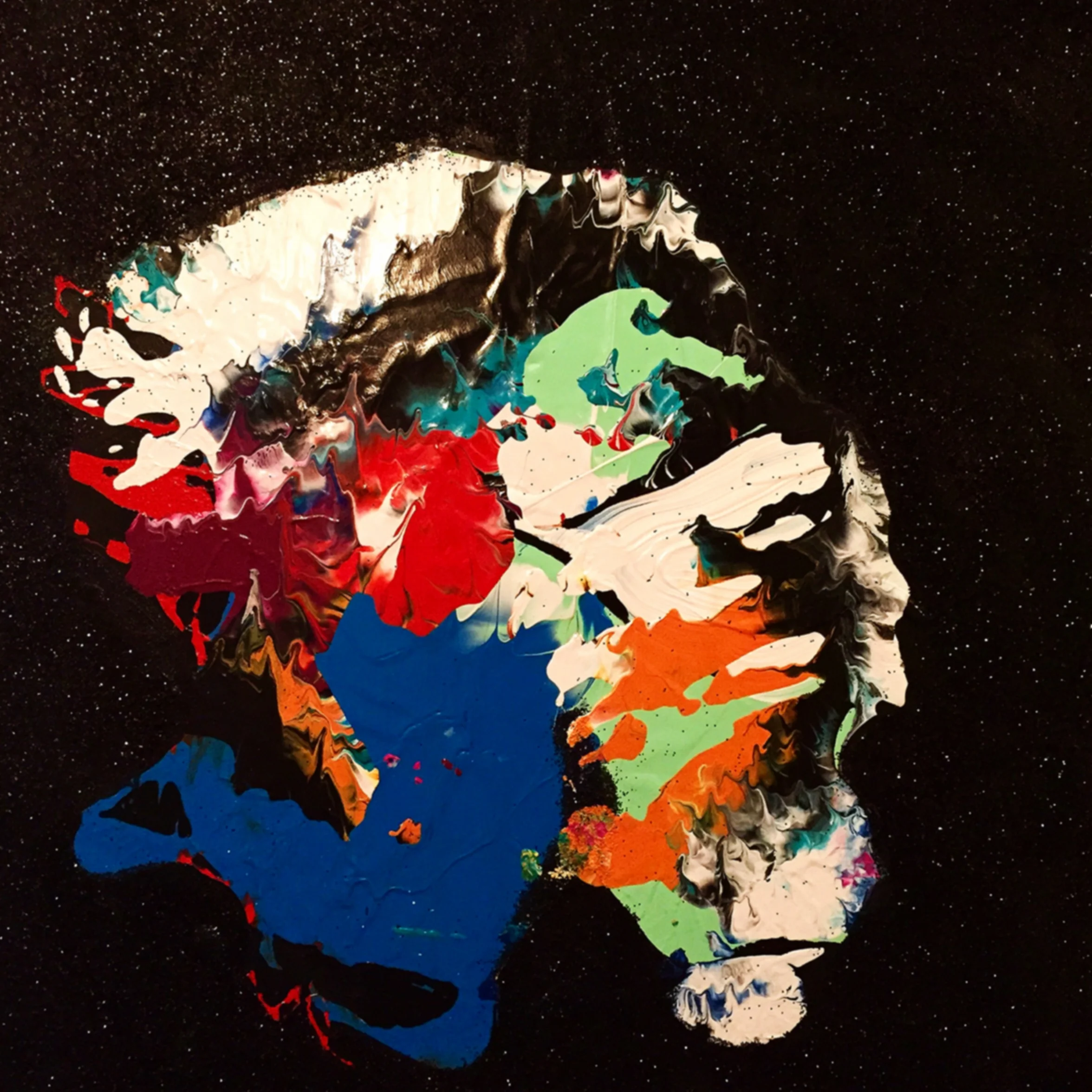 Grenade 30" x 30" mixed media (glitter galore) on wood canvas