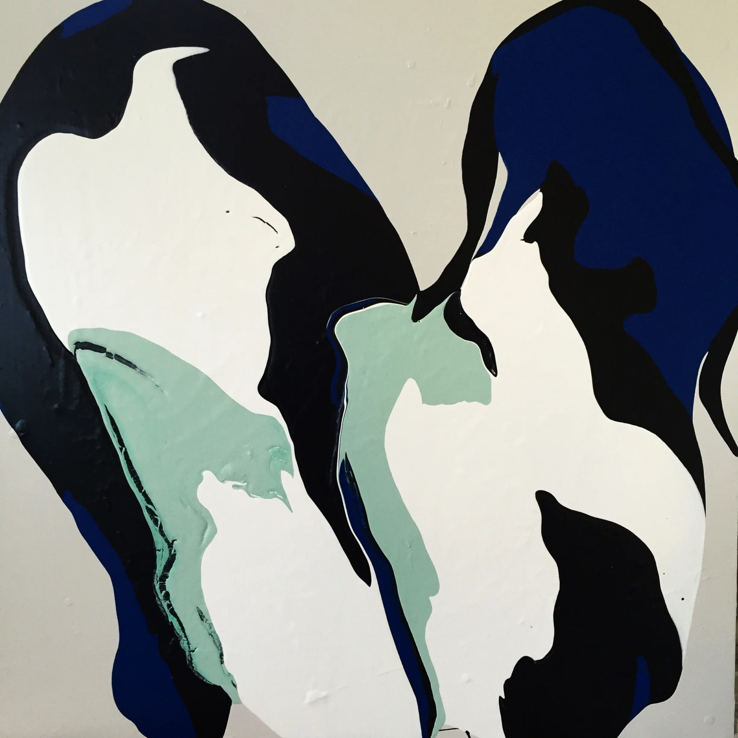 Swan Lake 30" x 30" mixed media on wood canvas 
