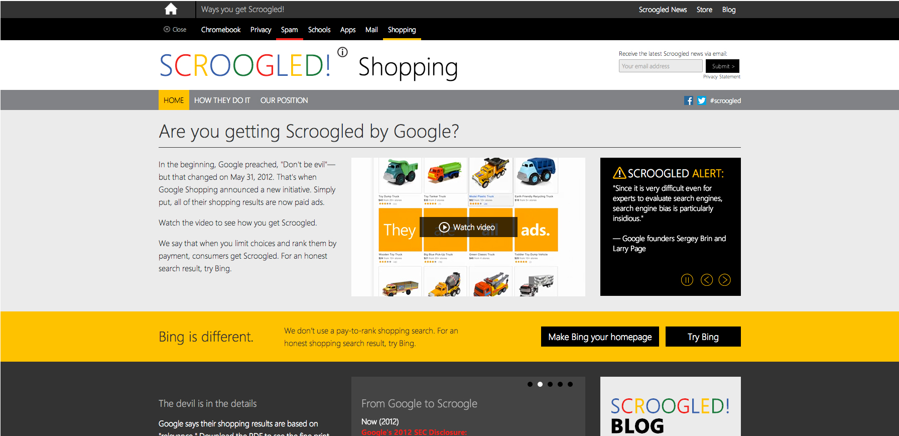 Scroogled.com: Complete site design overhaul (Shopping Section)