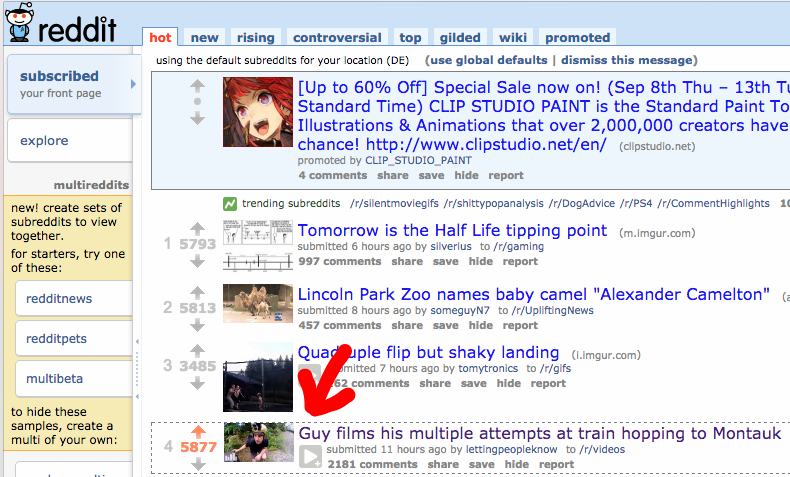 Front Page of Reddit