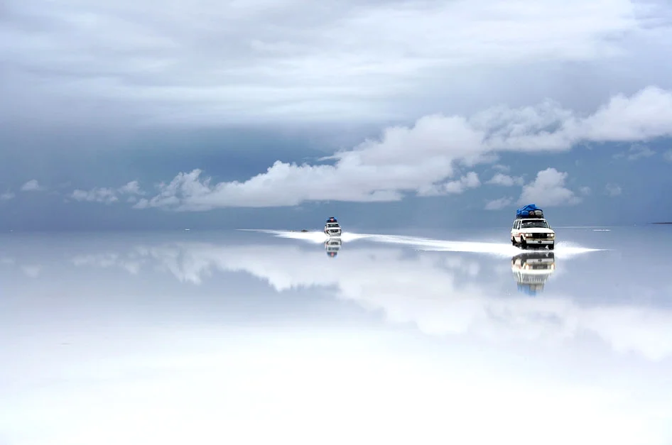 Salt flats at Salar de Uyuni after a bout of rain