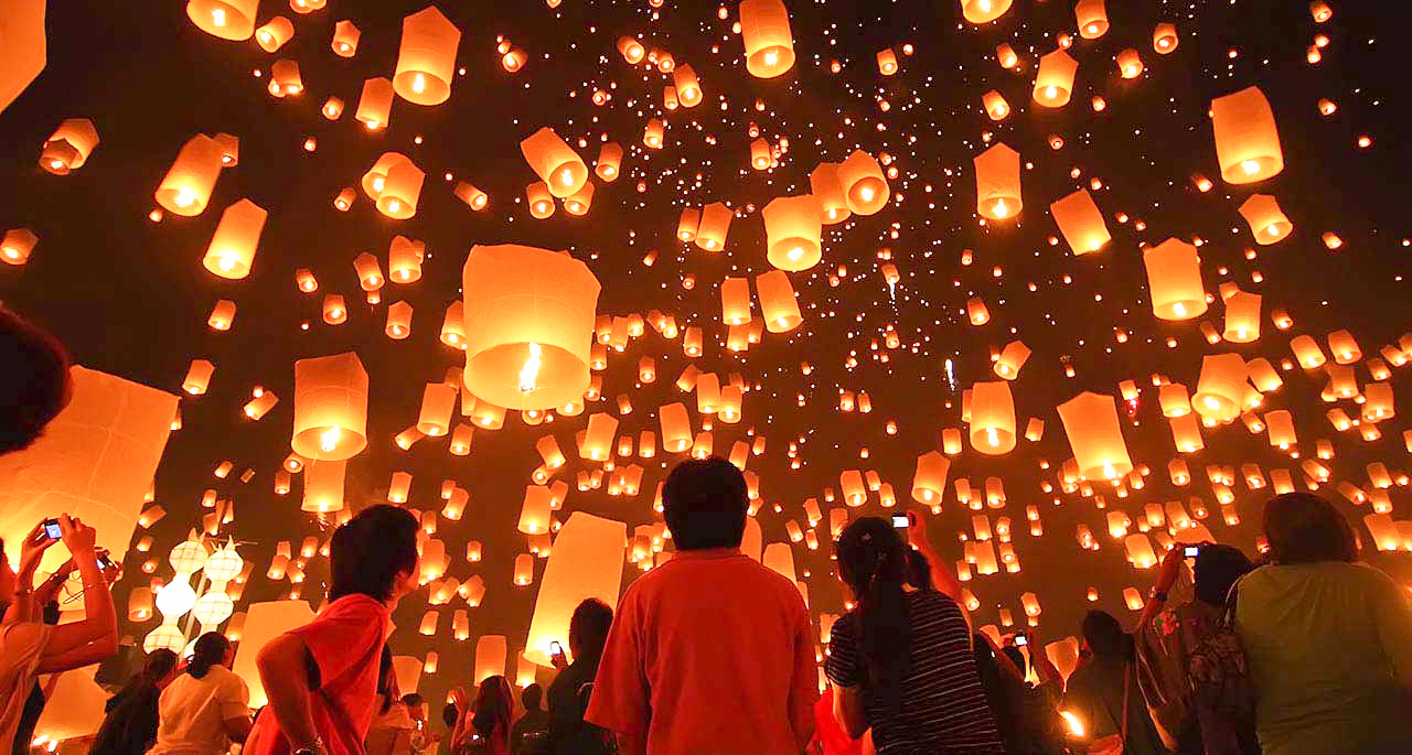 Lanterns litter the sky during the Taiwan Lantern Festival