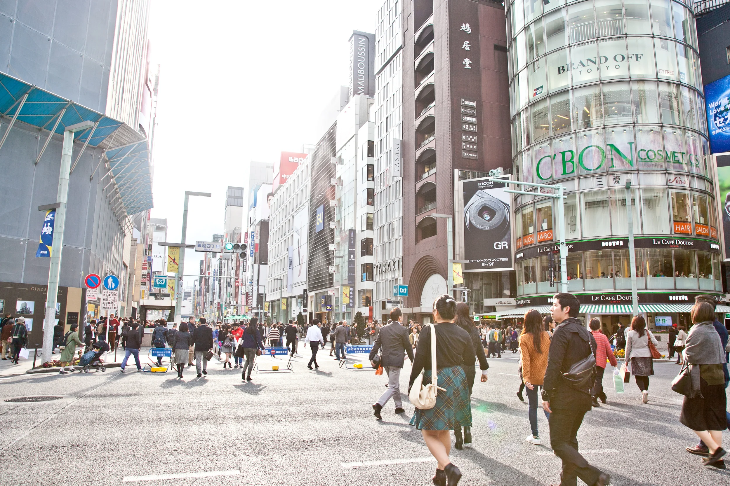 The streets of Ginza , Tokyo's upscale shopping district