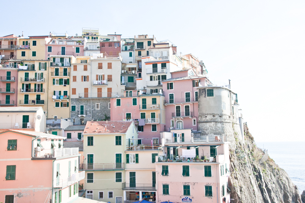 The pastel-colored houses in Manarola