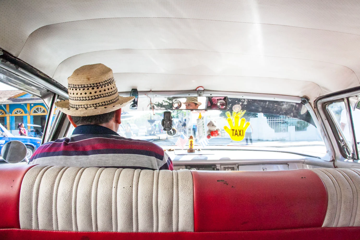 Riding in our shared taxi from Cienfuegos to Trinidad