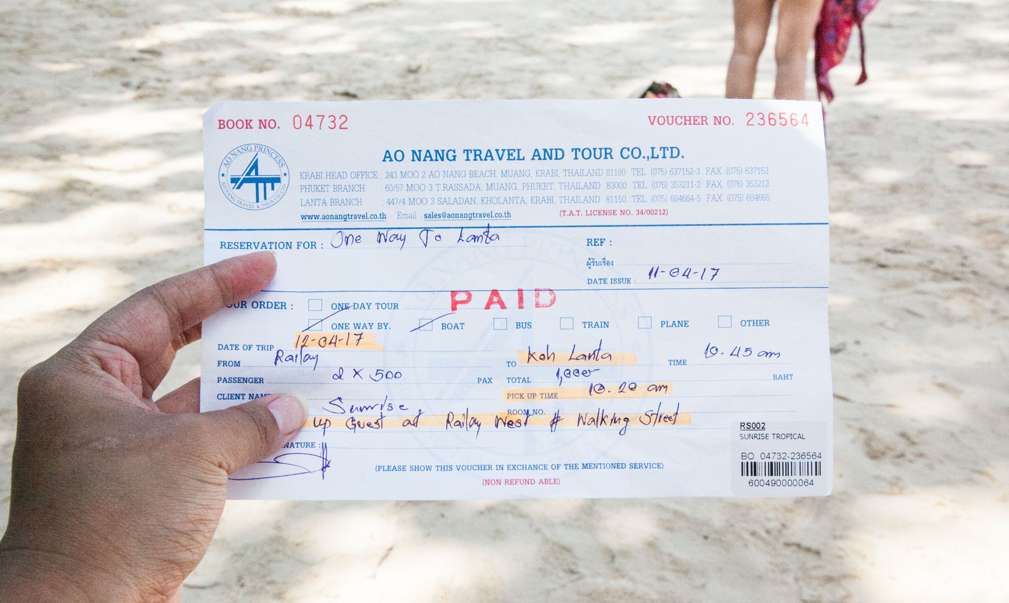 Passenger ferry ticket via Ao Nang Princess
