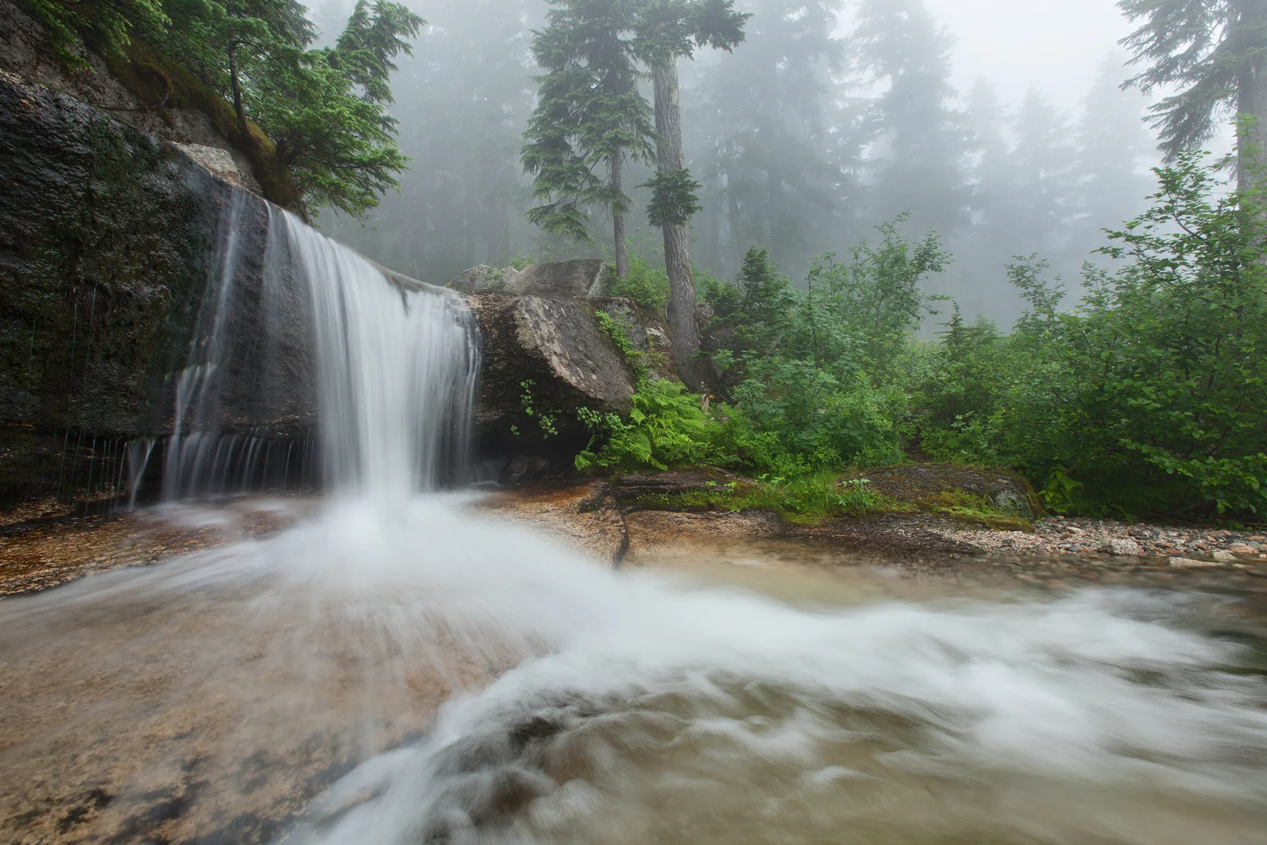 A small waterfall near Hope, B.C, Canada. This image is a blend of multiple exposures. Image ©Connor Stefanison