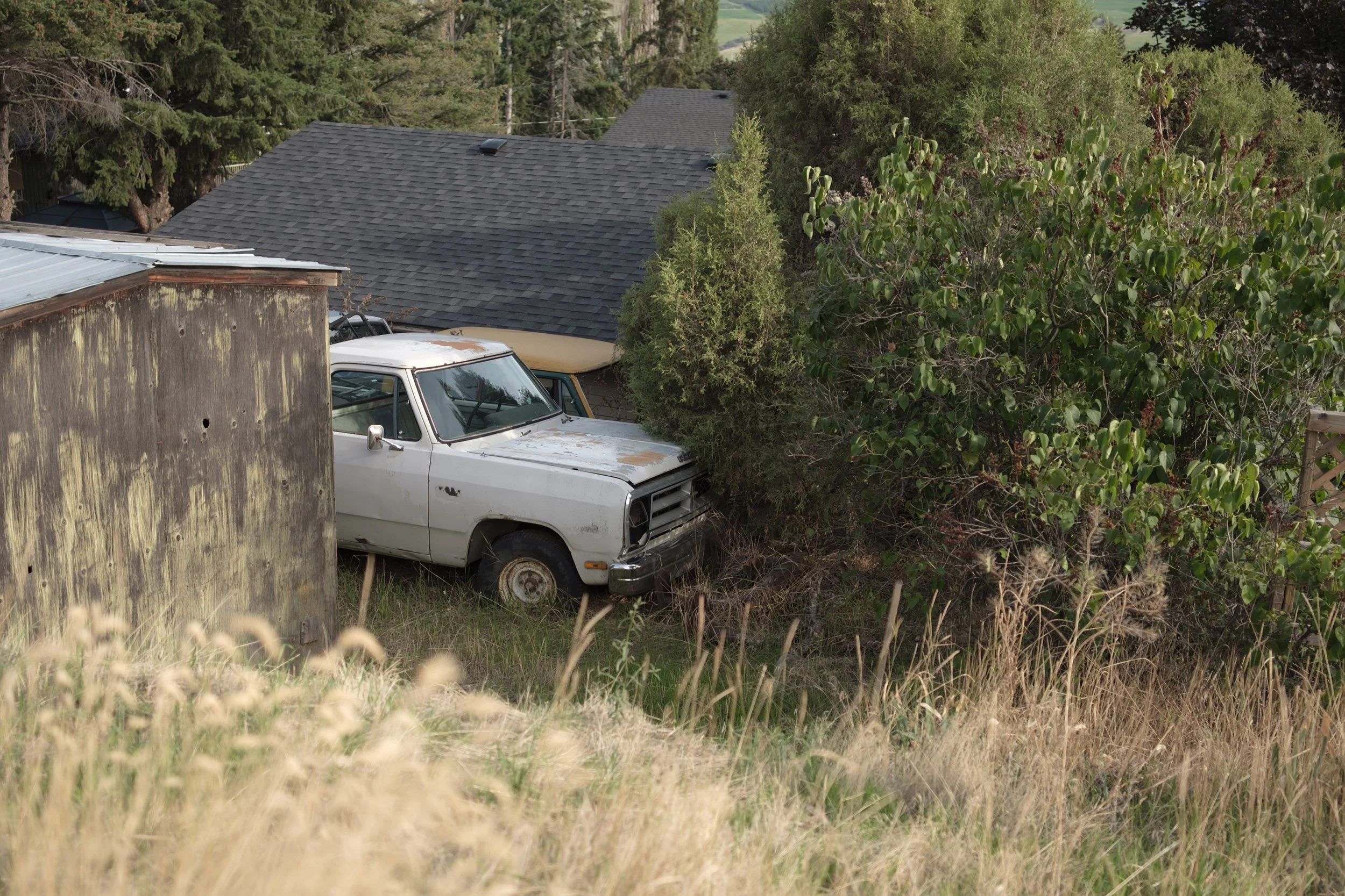 An old truck in Vernon BC backyard. Sample image from a Fujifilm XF 23mm f/1.4 R LM WR and Fujifilm X-Pro2.