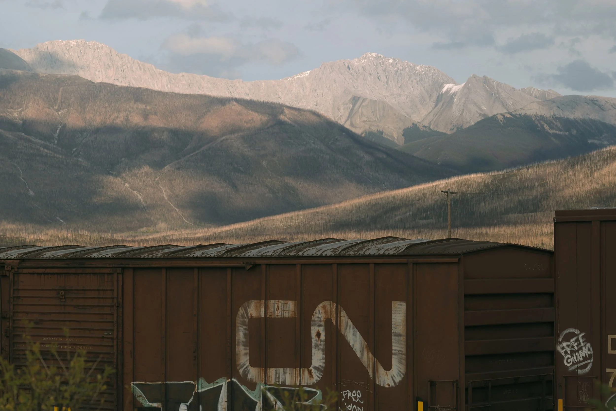 A CN rail car in Jasper, Alberta