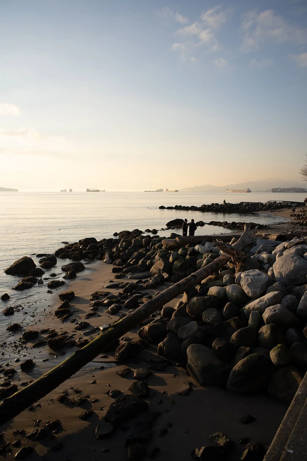 A calm February afternoon at English Bay in Vancouver. Sample image from a Voigtlander Nokton Vintage Line 28mm f/1.5 Aspherical and Nikon Zf.