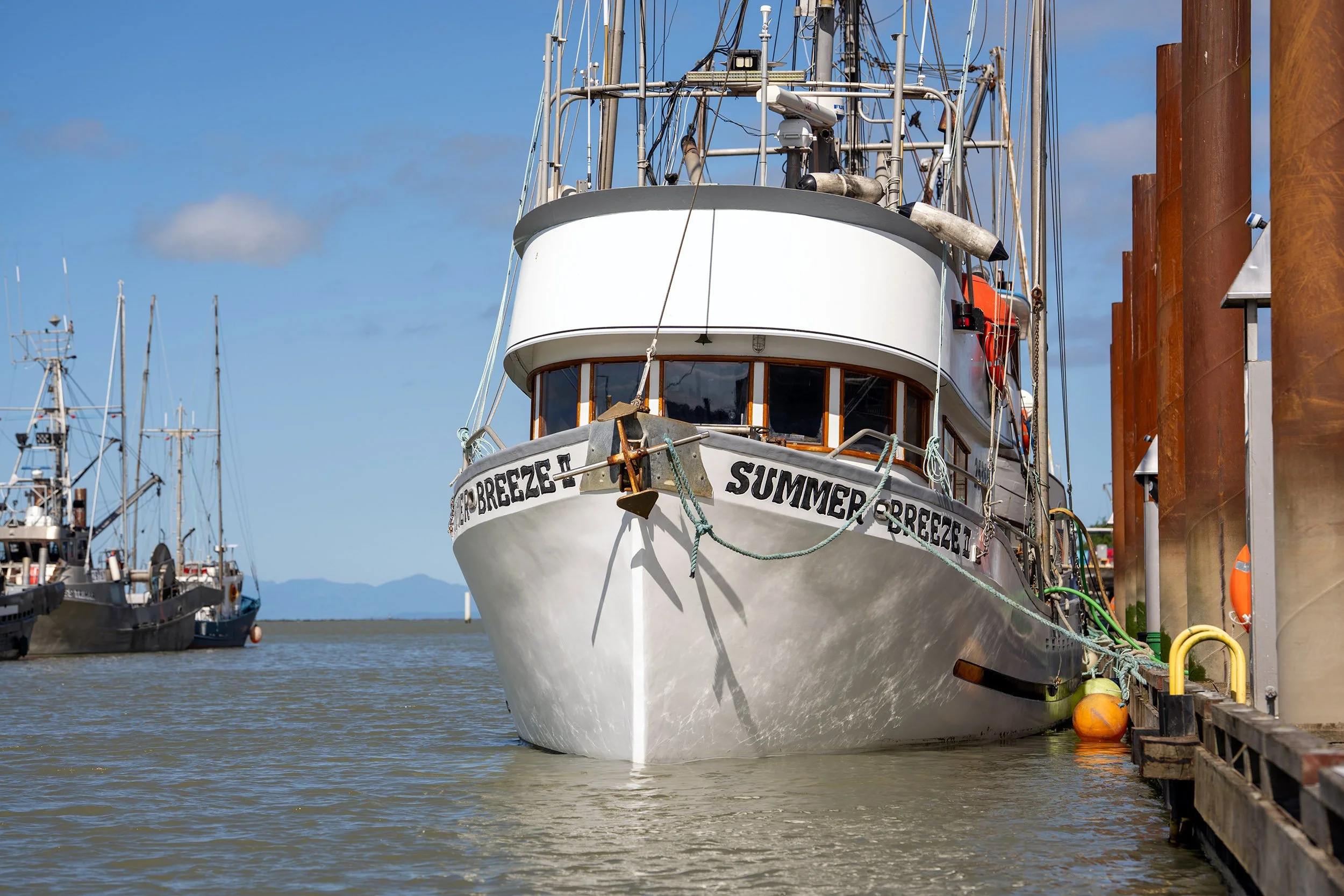 Summer Breeze fishing boat, Steveston. Sample image from a Sony FE 50-150mm f/2 GM and Sony A7 V.