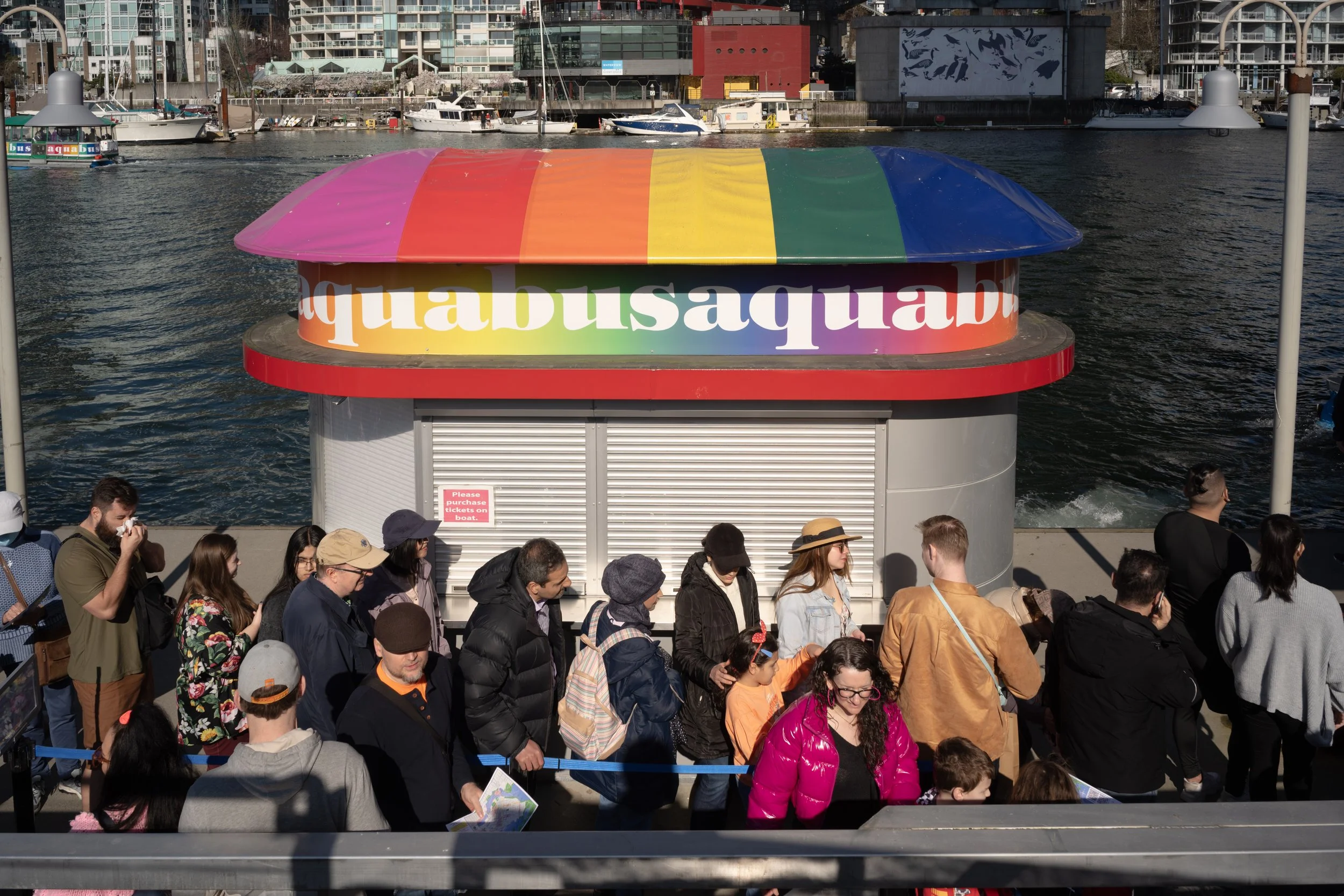Aquabus stop at Granville Island, Vancouver. Sample image from a Voigtländer Nokton Vintage Line 28mm f/1.5 (M-Mount) and Leica SL2-S.