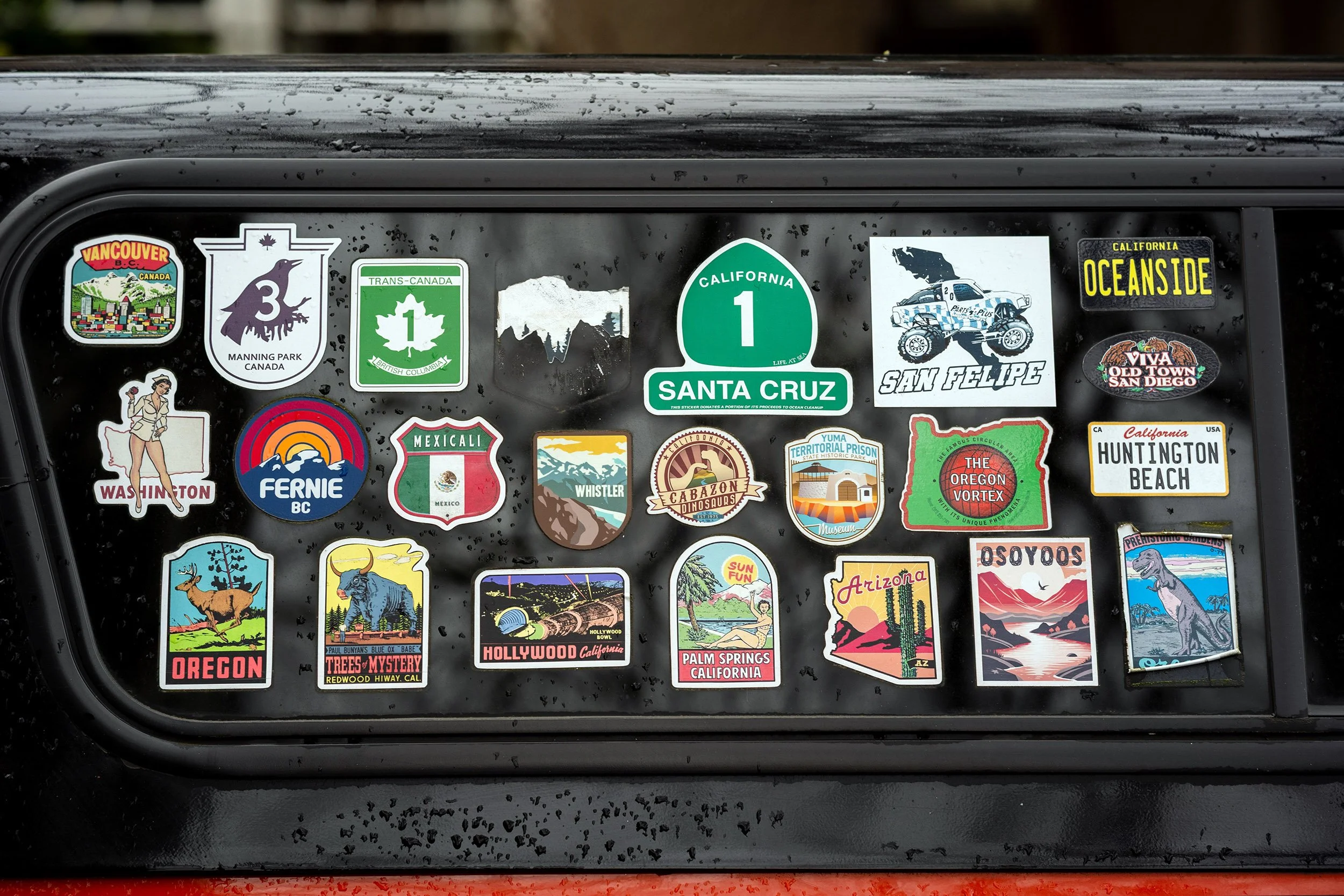 Travel sticker on a truck