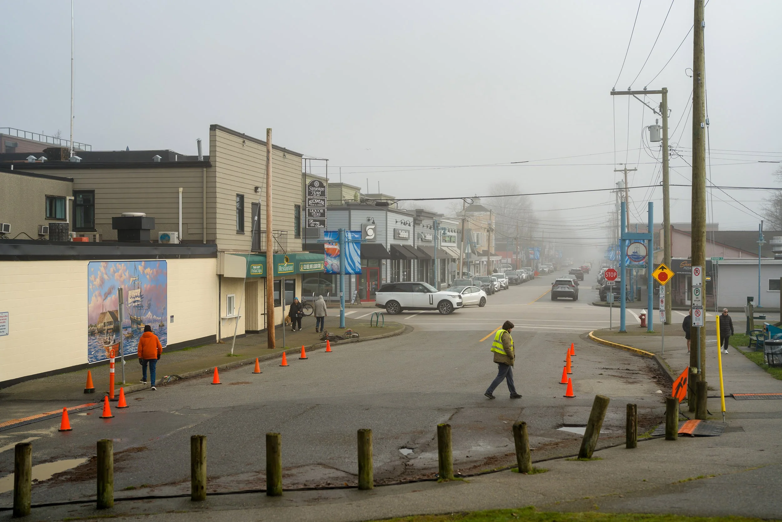 Moncton Street in Steveston, BC, Canada. Sample image from a Sony A7 V and Sony FE 50mm f/1.4 GM.
