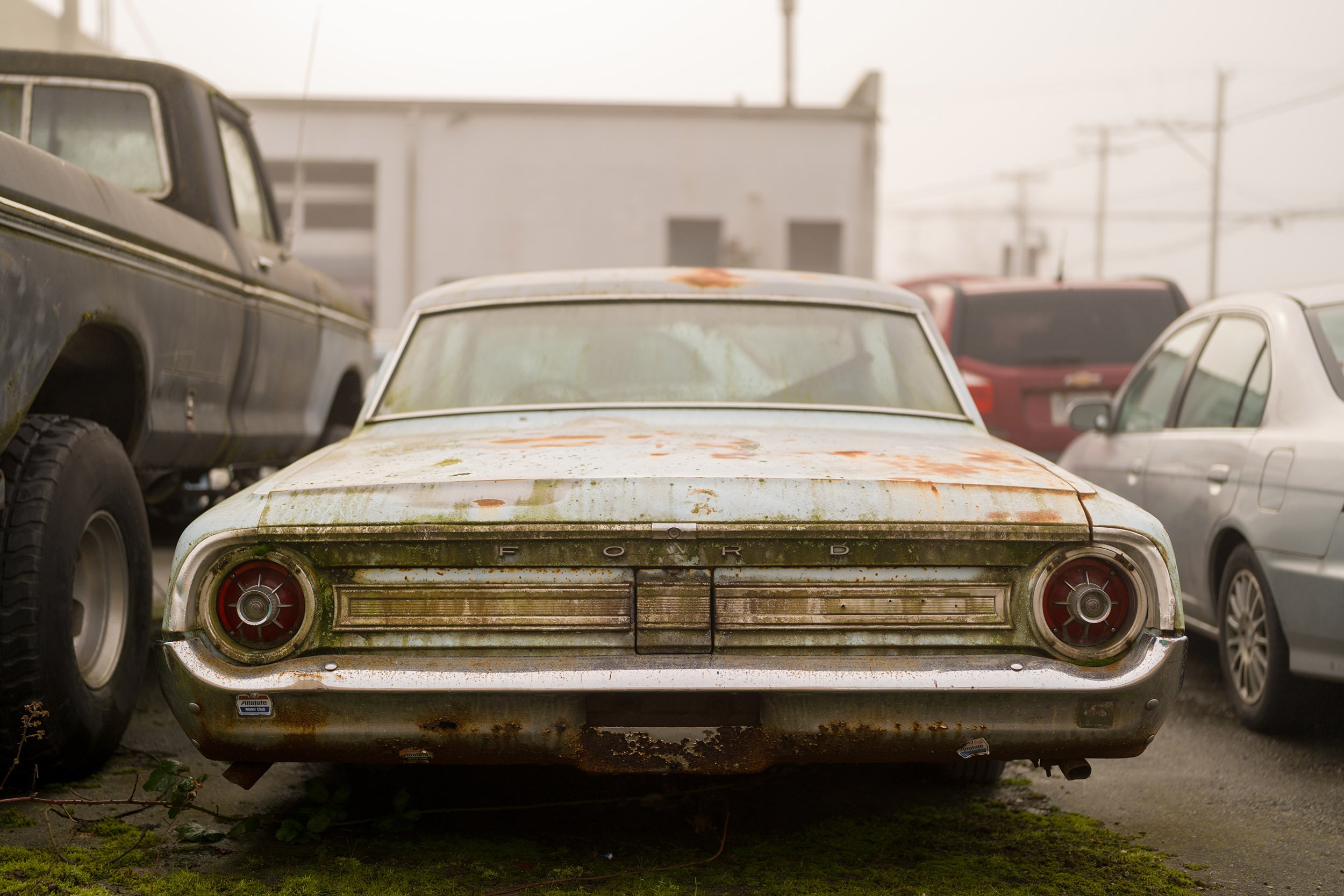 An old Ford at a Steveston garage. Sample image from a Sony A7V and Sony FE 50mm f/1.4 GM.