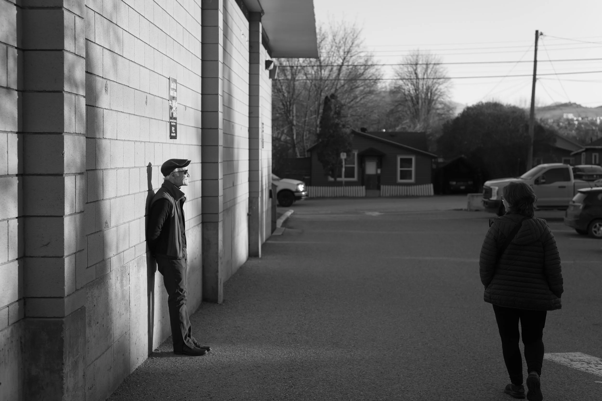 Man in ray of sunshine, Vernon BC, March 2026