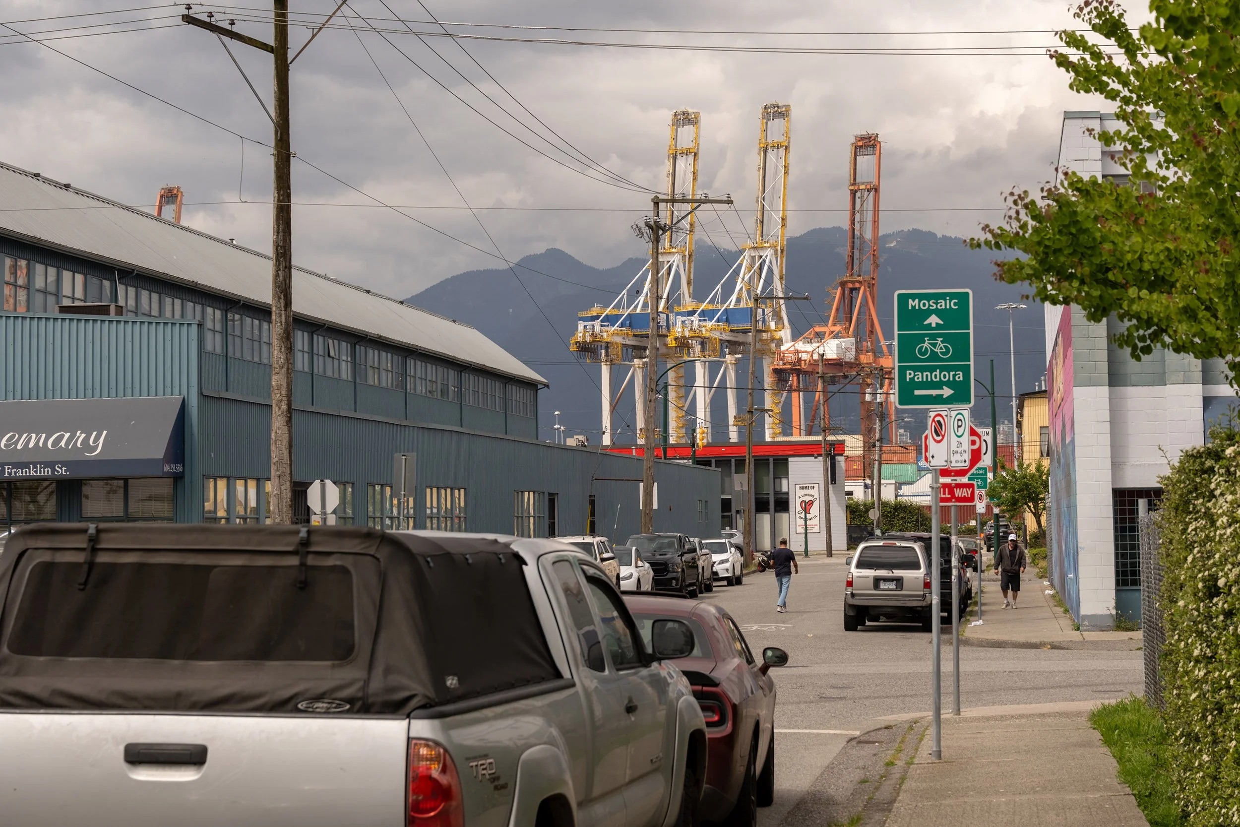 East Vancouver and the cranes at the container ship terminal. Sample image from a Fujifilm X-T50 and XF 16-50mm f/2.8 R LM WR.