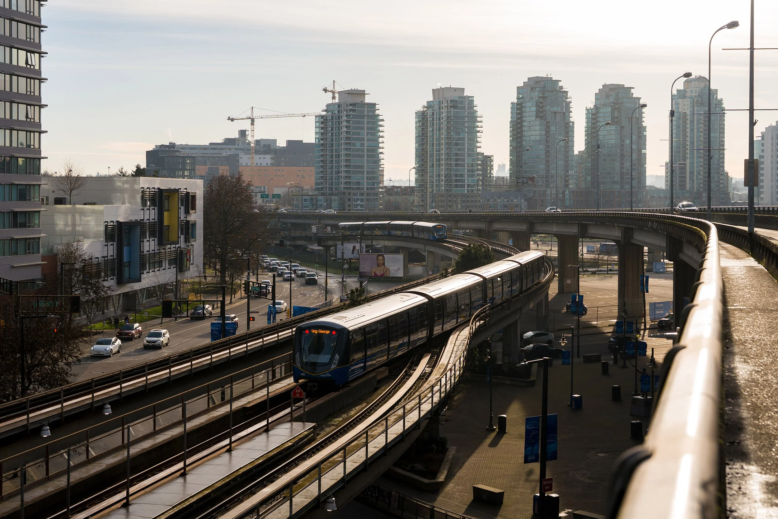 Sky Train in Vancouver. Sample image from a Sony A7 V and Sony FE 50mm f/1.4 GM.