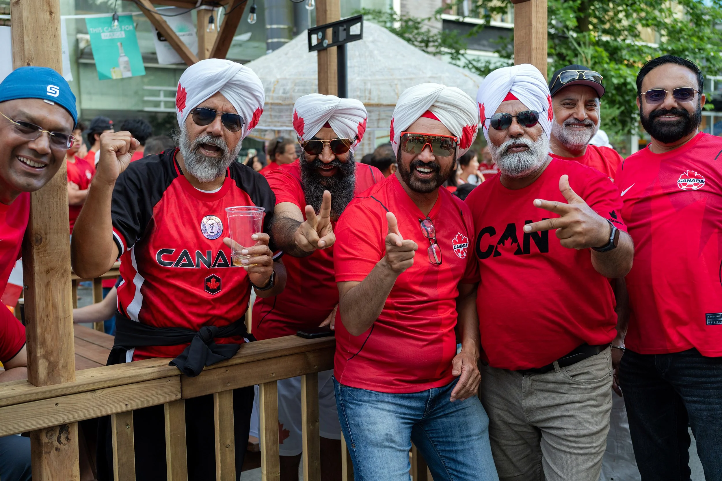 Canada soccer fans celebrate on Granville Street in Vancouver. Sample image from a Sony FE 40mm f/2.5 G and Sony A7 V.