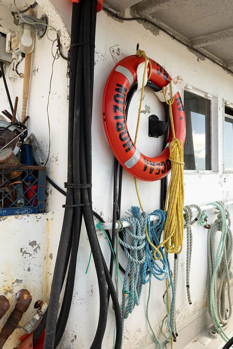 Ropes and safety device on a fishing boat in Steveston. Sample image from a Sony FE 20-70mm f/4 G and Sony A7 V.