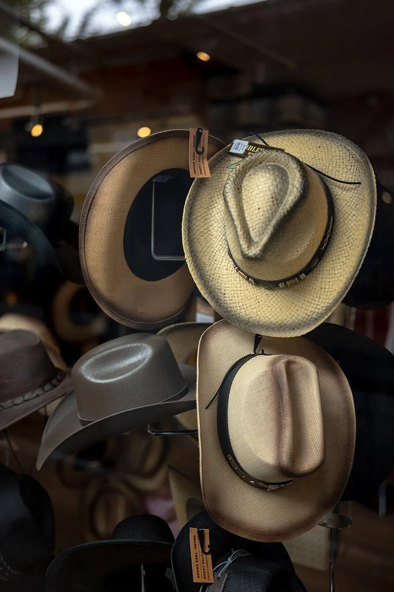 Cowboy hats on display at Granville Island. Sample image from a Sigma 35mm f/1.4 DG II Art