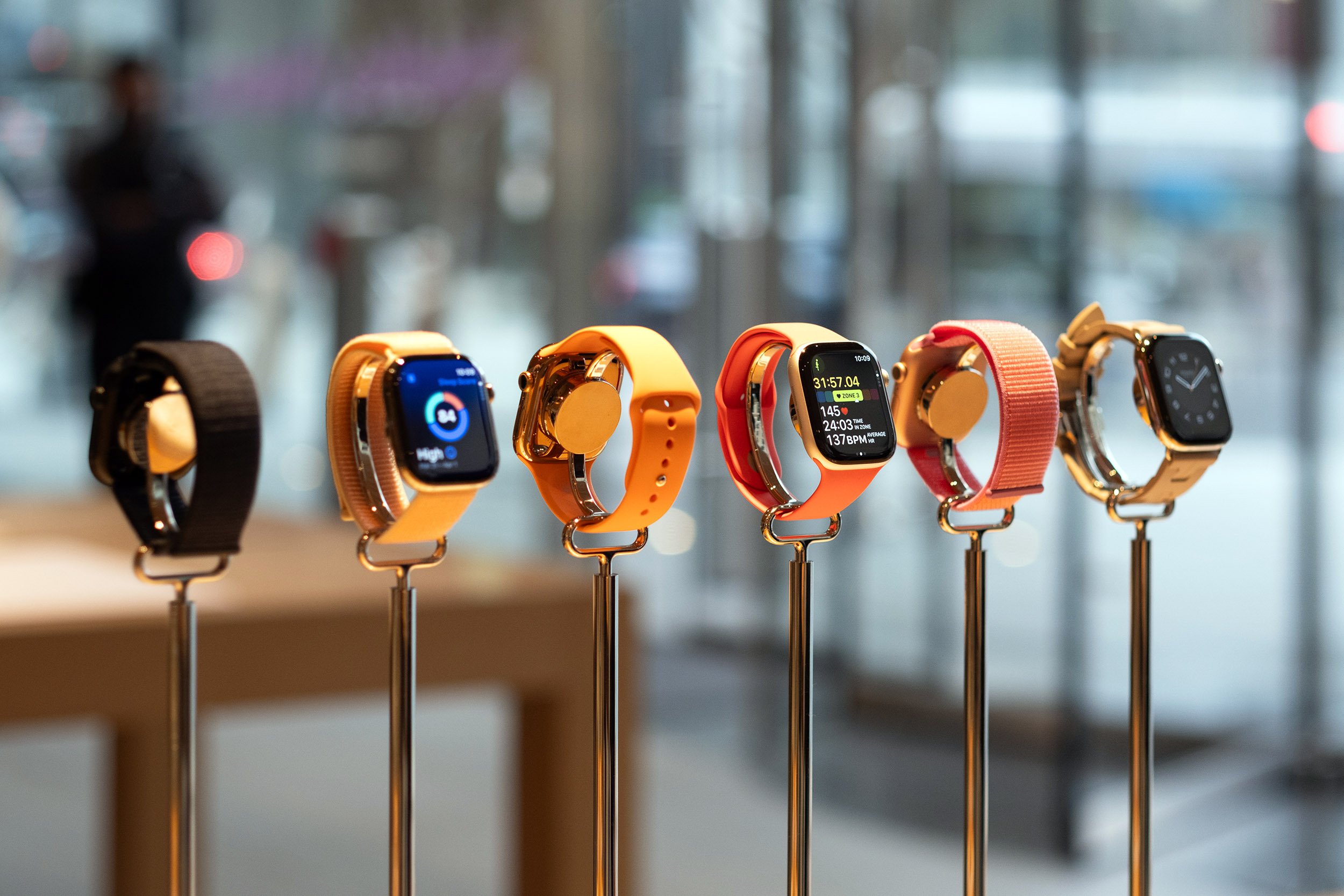 Apple watches at the Apple Store in Vancouver.