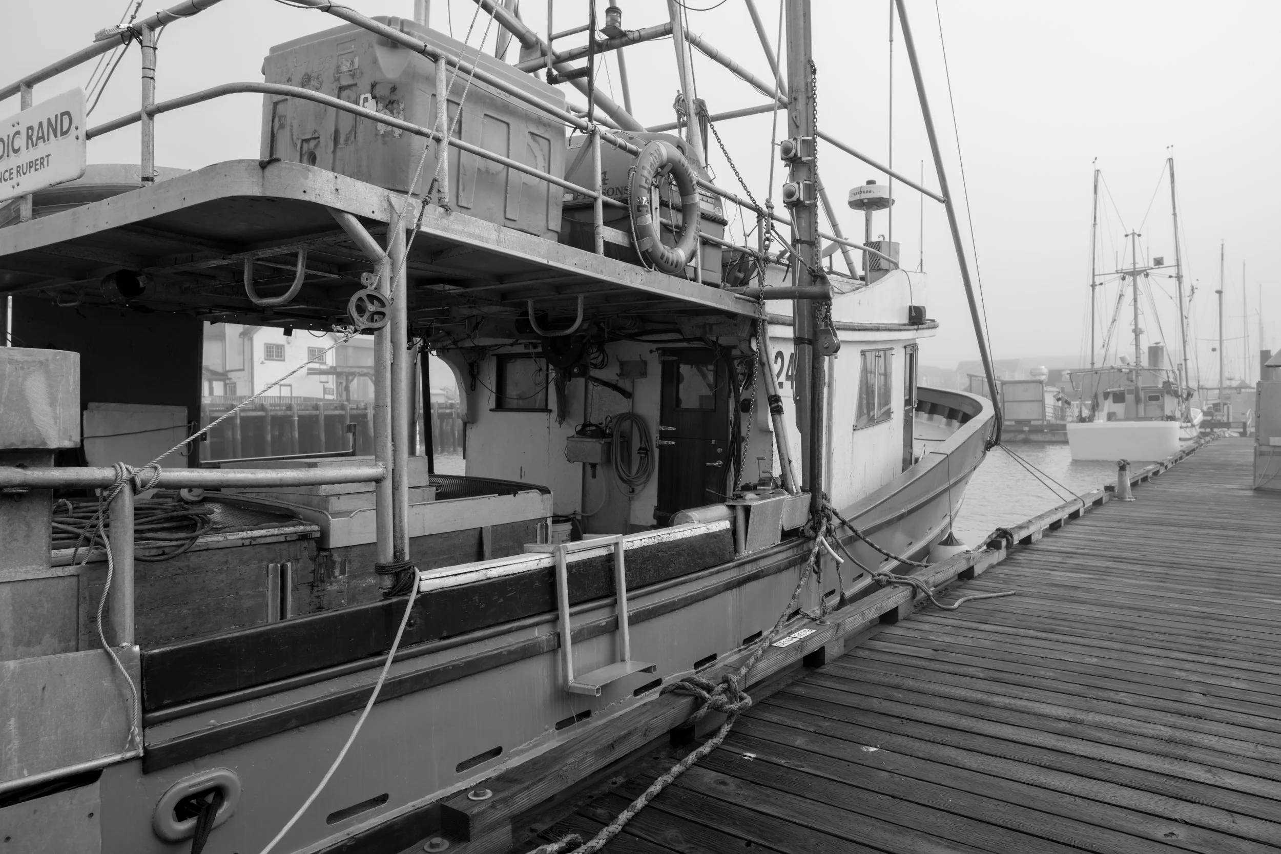 Fishing boat docked in Steveston, BC, Canada. Sample image from a Sony FE 24mm f/1.4 GM and Sony A7 V.