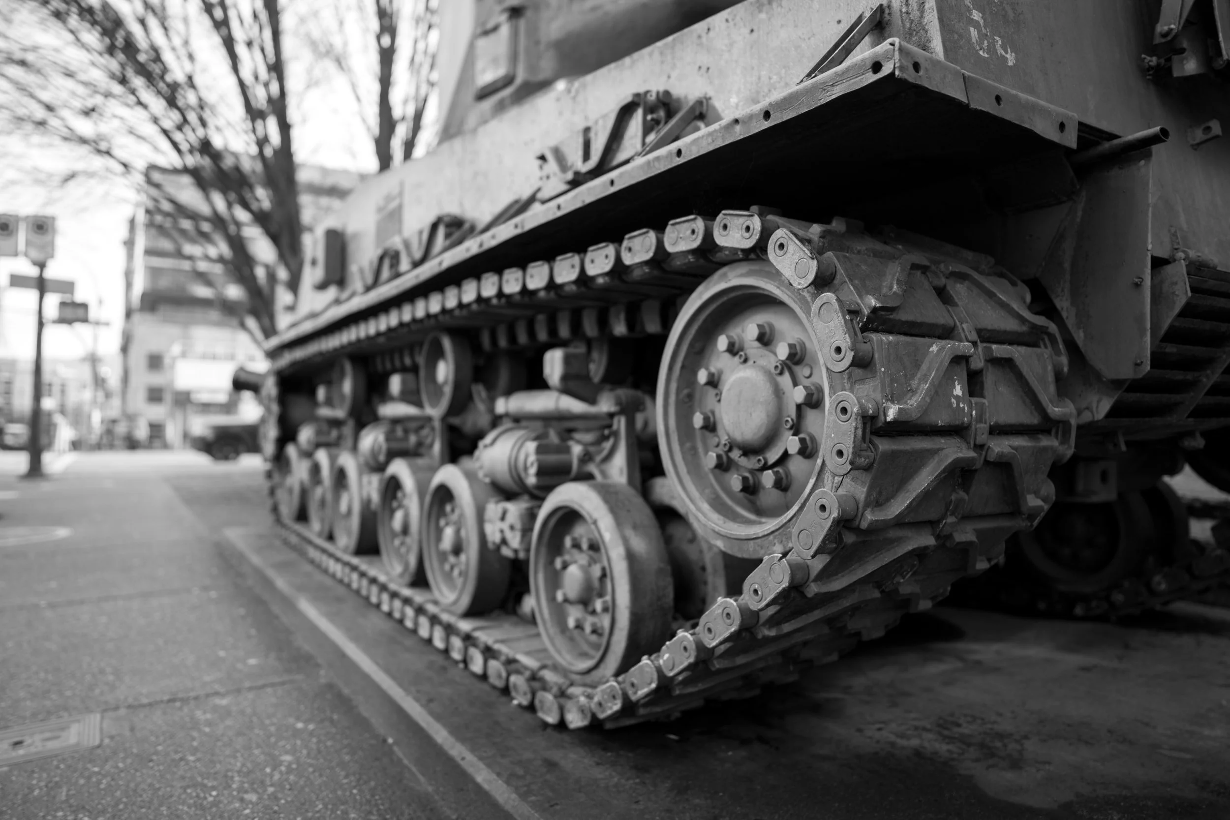 Sherman Tank at Beatty Street Drill Hall, Vancouver. Sample image from a Sony FE 24mm f/1.4 GM and Sony A7 V.