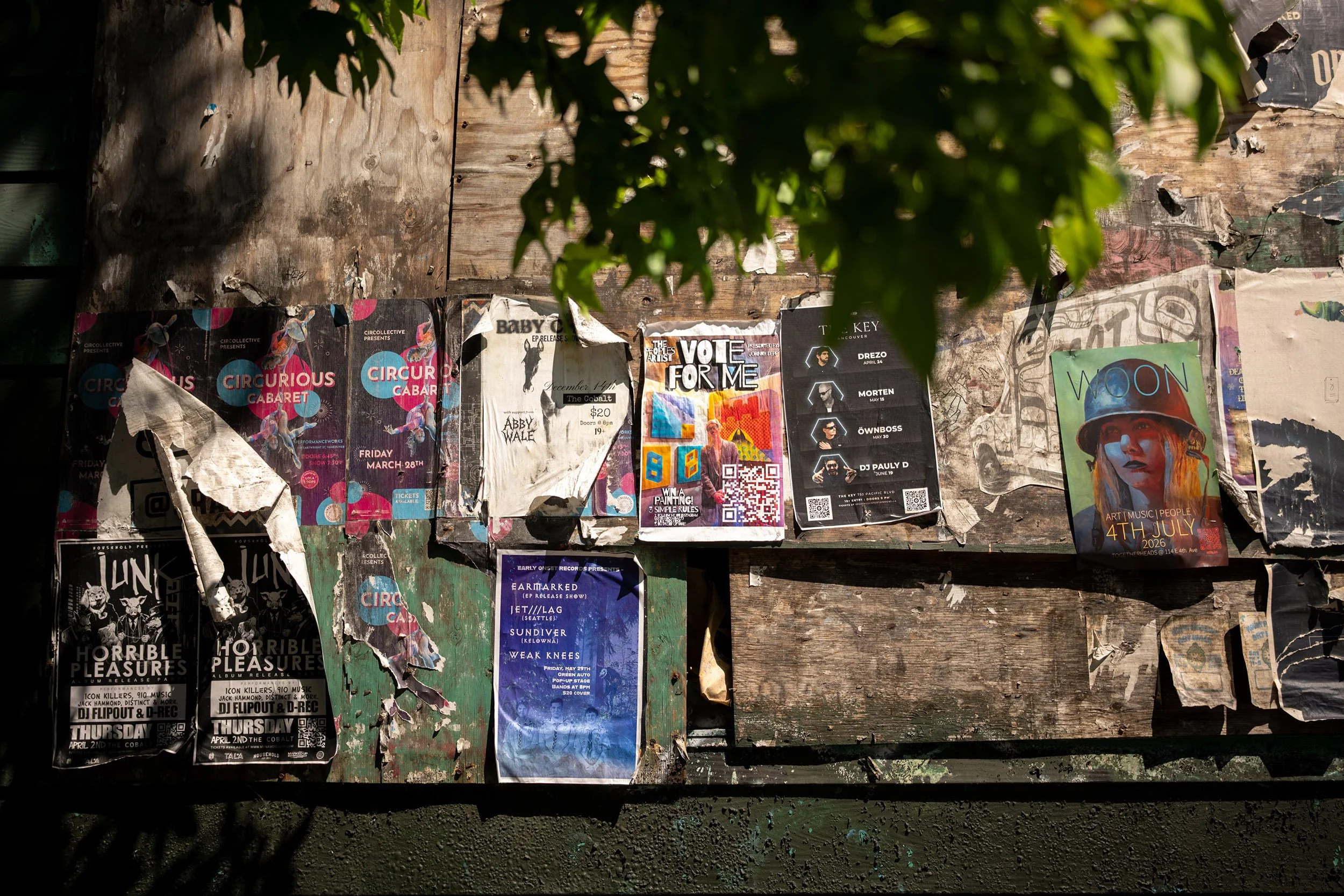 Poster board along Main Street in Vancouver, June 2026