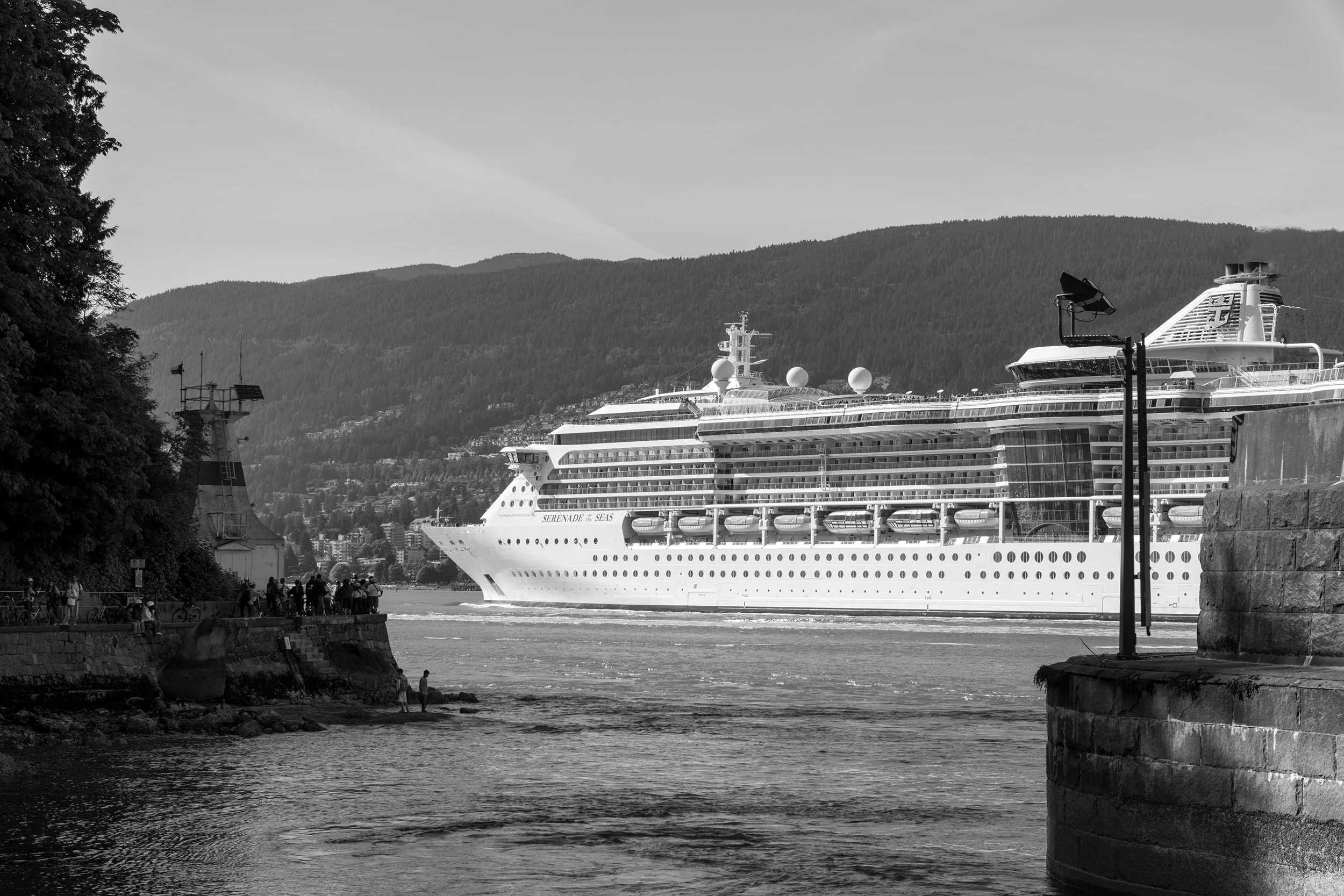 Cruise ship departing Vancouver at Prospect Point. Sample image from a Fujifilm XF 16-50mm f/2.8-4.8 R LM WR and Fujifilm X-T50.