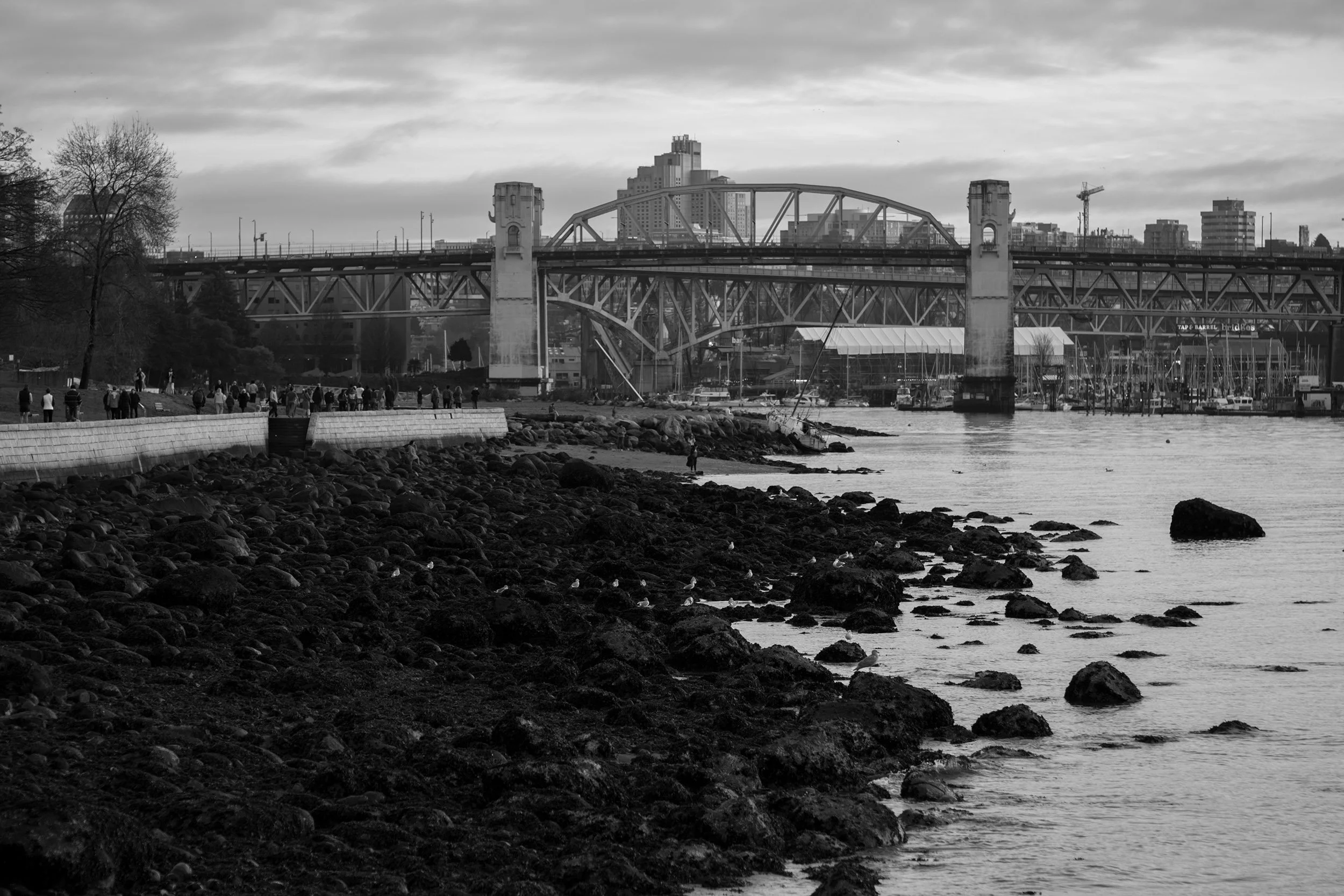 Sunset Beach and Burrard Bridge, Vancouver. Sample image from a Fujifilm X-E5 and Voigtländer APO-Ultron 90mm f/2 VM.