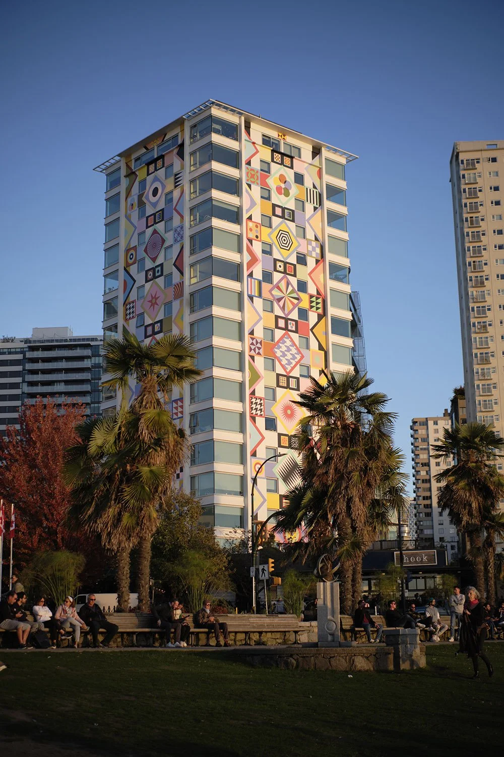 Colorful apartment building in the West End of Vancouver. Sample image from a TTArtisan AF 35mm f/1.8.