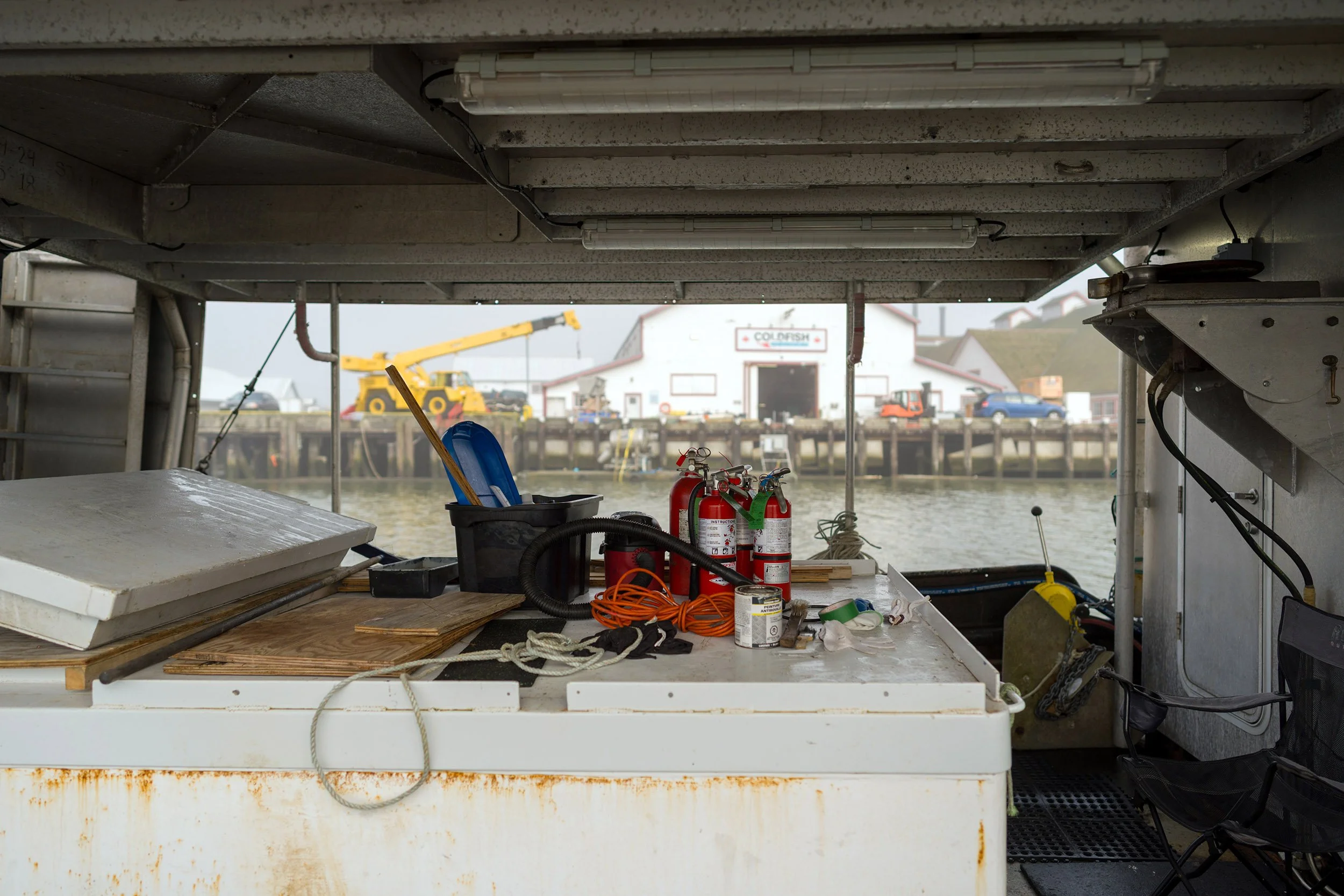 The deck of a boat in Steveston Harbour, BC, Canada