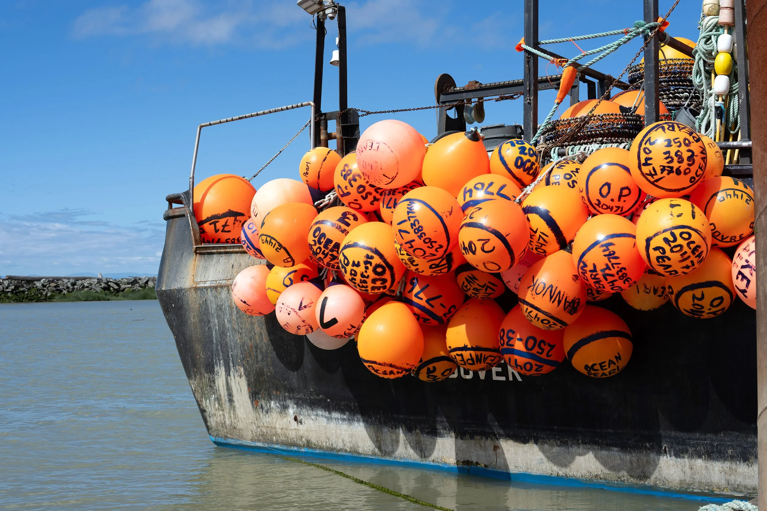 A fishing boat in Steveston, BC. Sample image from a Sony FE 50-150mm f/2 GM and Sony A7 V.